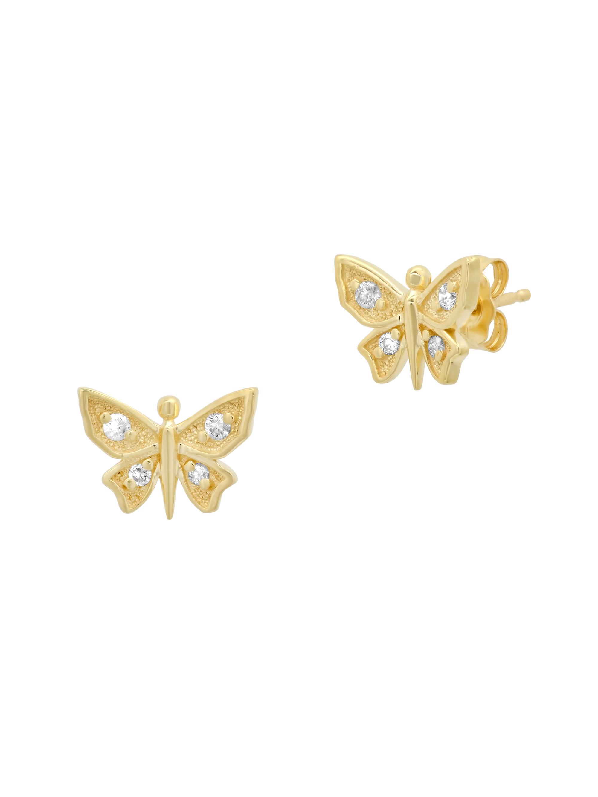 Shylee Rose Jewelry Women's 14K Yellow Gold & 0.20 TCW Mini Diamond Butterfly Stud Earrings - Yellow Gold