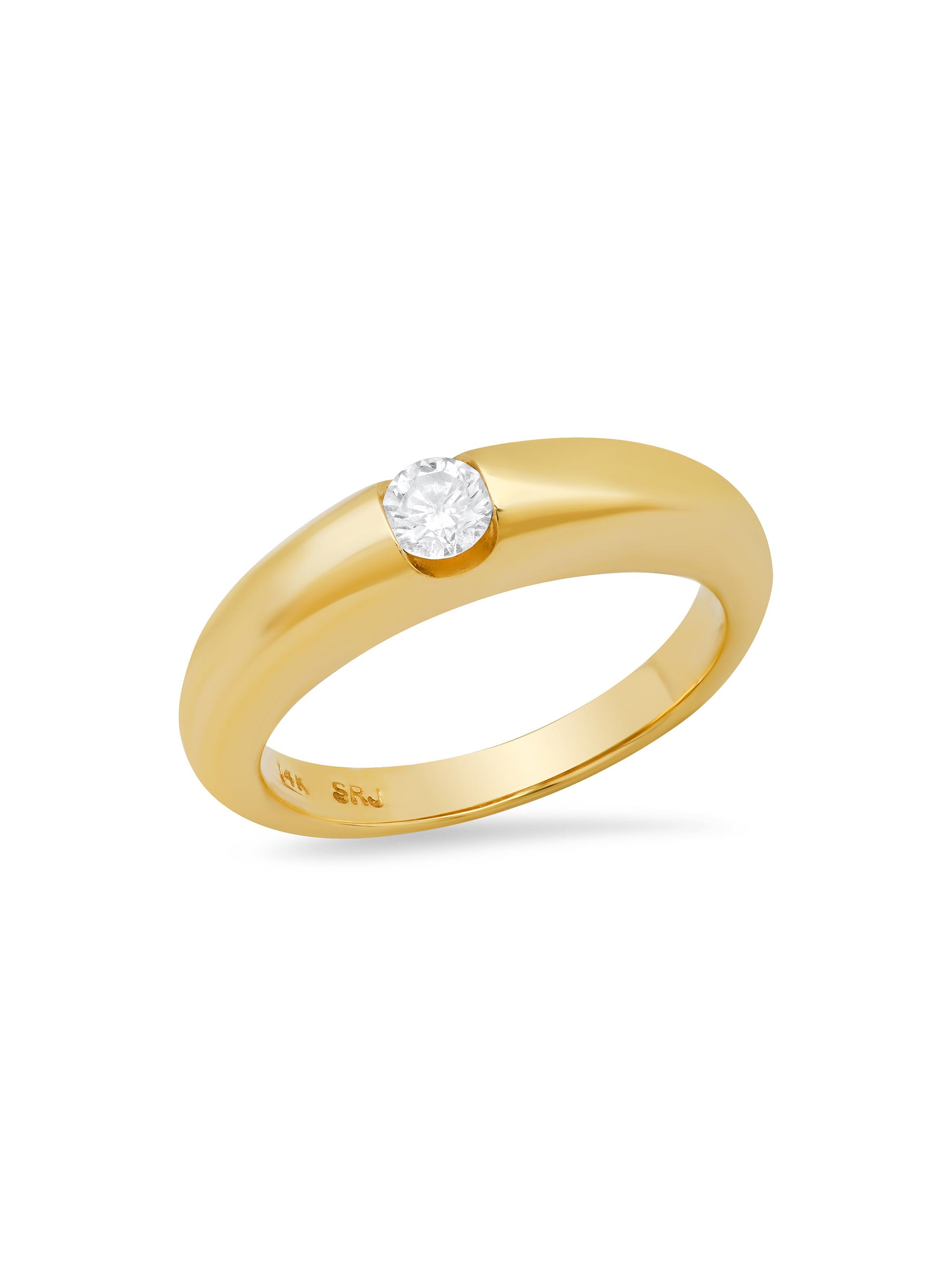 Shylee Rose Jewelry Women's 14K Yellow Gold & 0.16 TCW Diamond Domed Pinky Ring - Yellow Gold