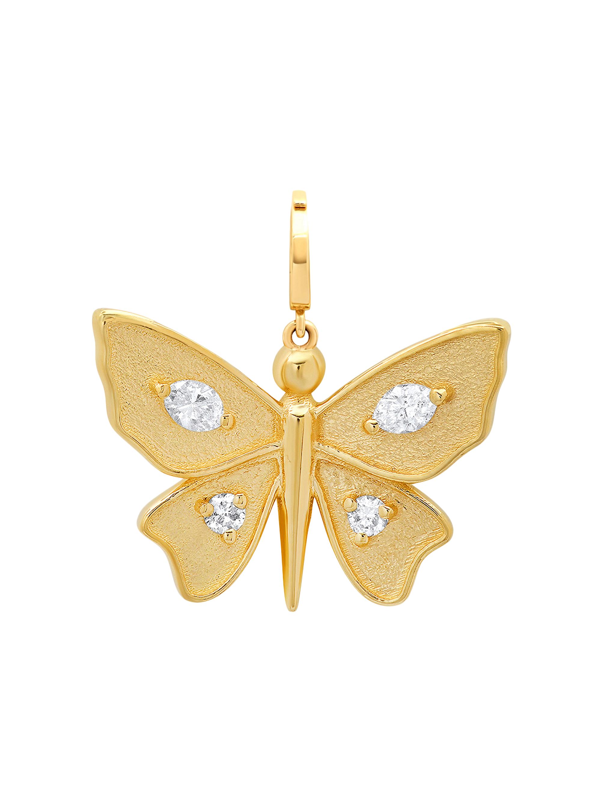 Shylee Rose Jewelry Women's 14K Yellow Gold & 0.24 TCW Diamond  Butterfly Pendant - Yellow Gold