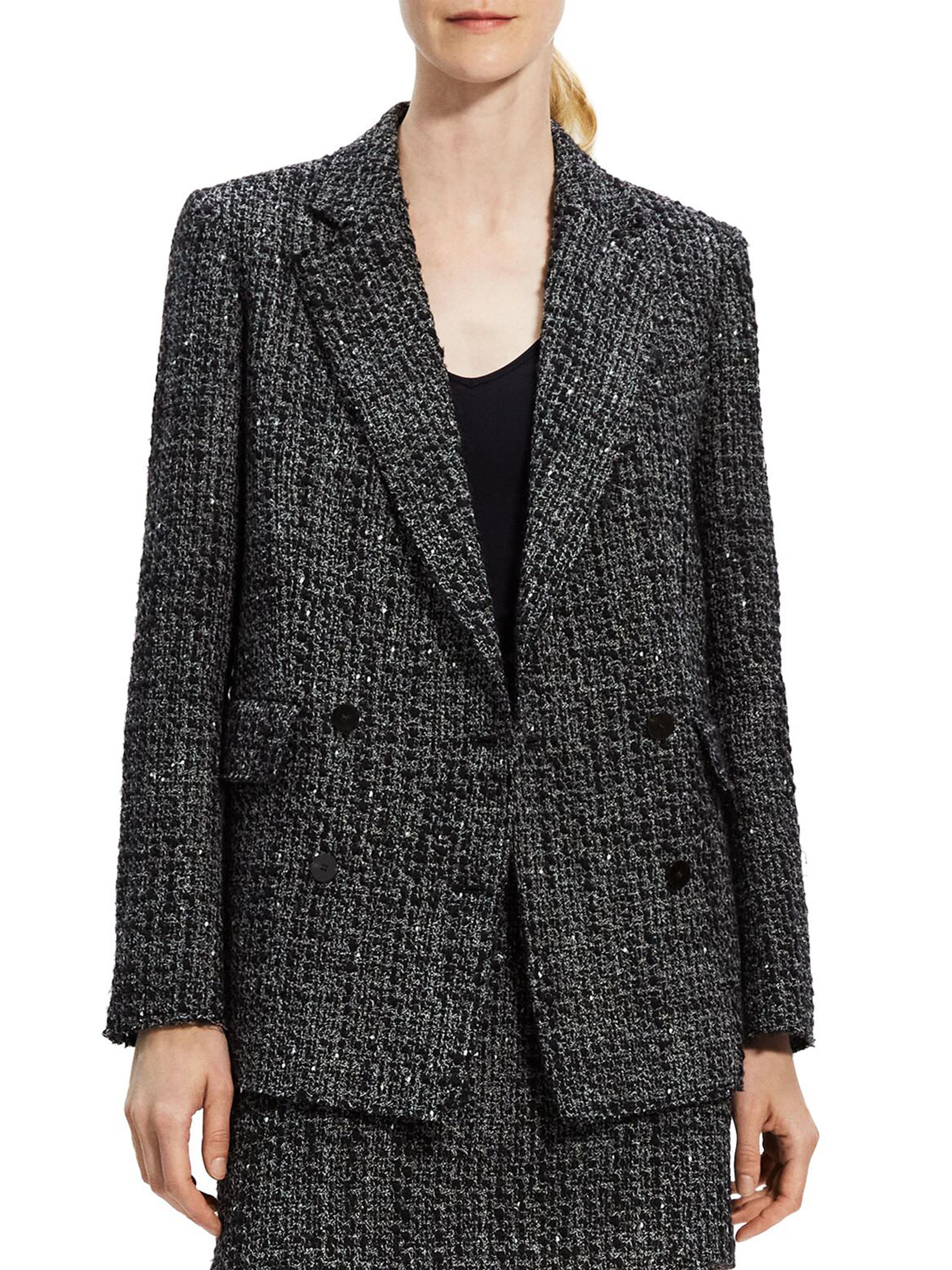 Theory Piazza Tweed Double-Breasted Jacket | Saks Fifth Avenue