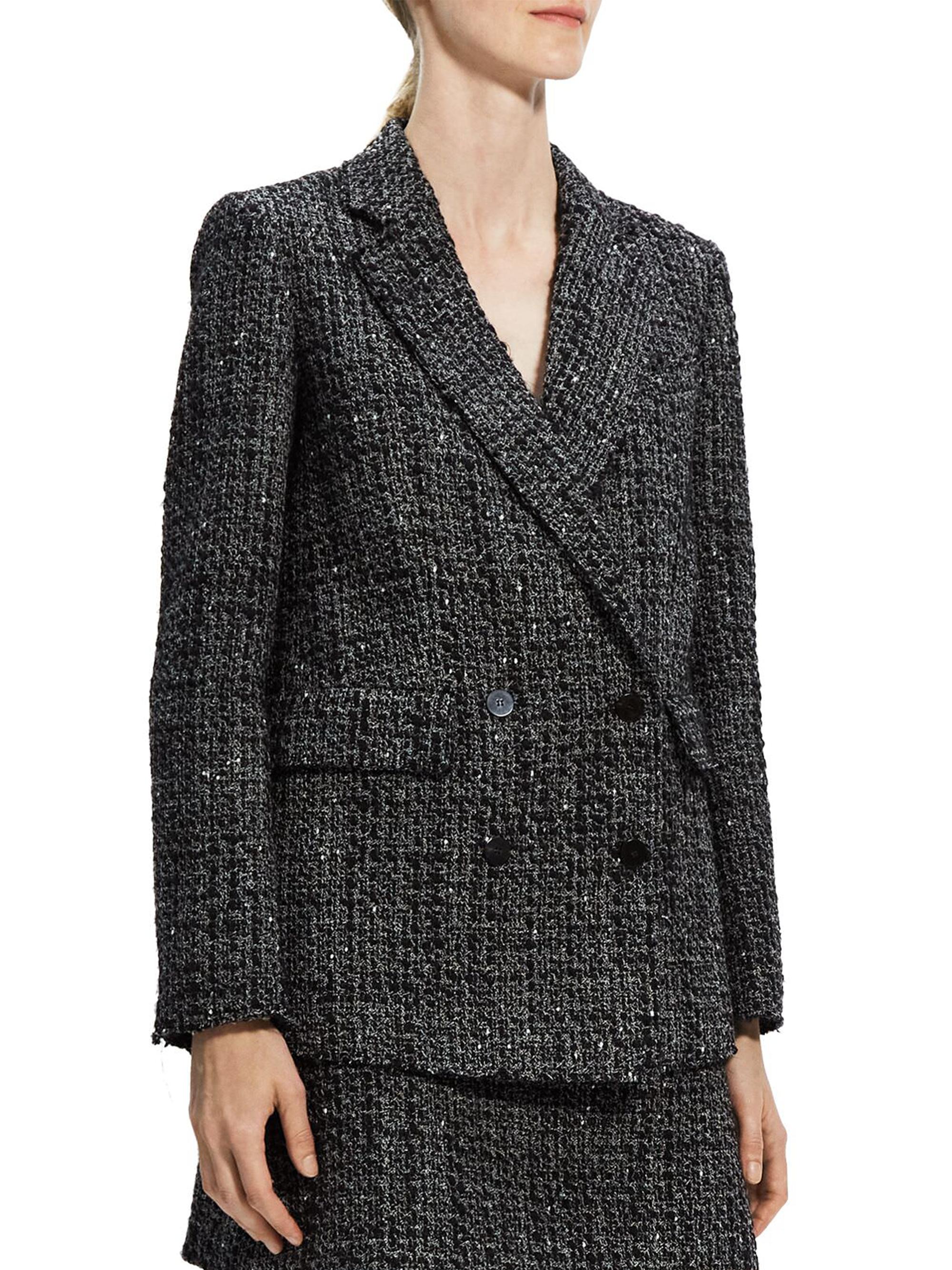 Theory Piazza Tweed Double-Breasted Jacket | Saks Fifth Avenue