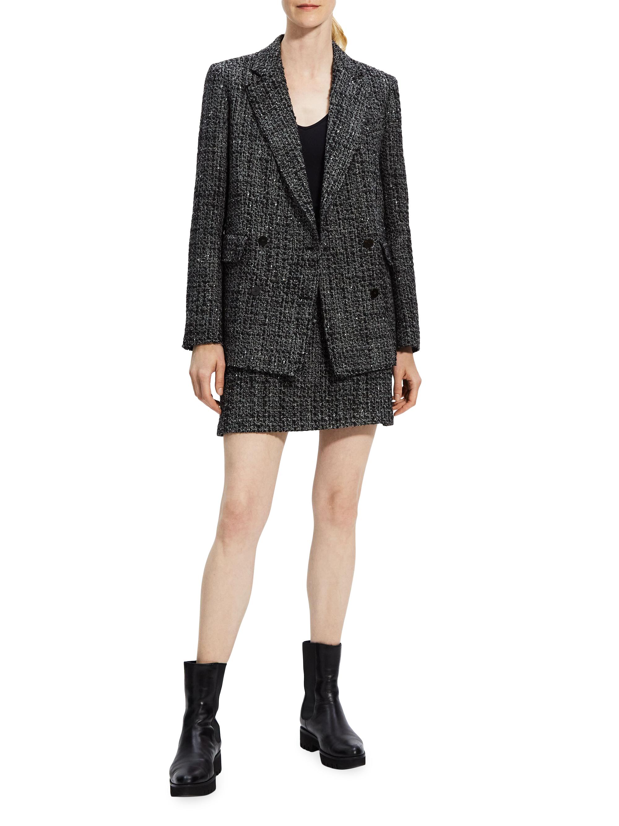 Theory Piazza Tweed Double-Breasted Jacket | Saks Fifth Avenue