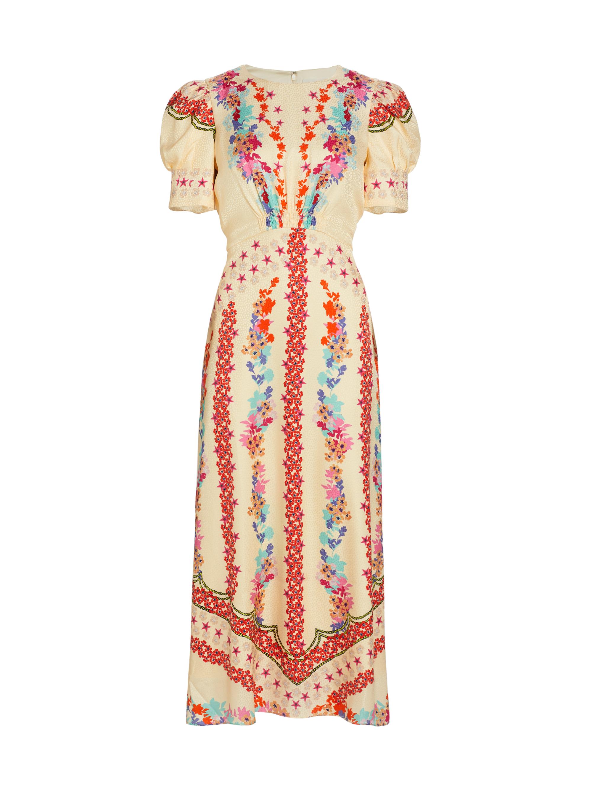 Saloni Bianca Floral Silk Midi-Dress | Saks Fifth Avenue