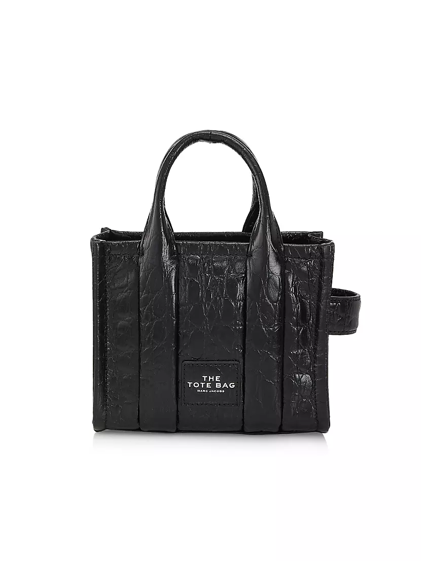 Marc Jacobs Black St. Marc Croc-Embossed Leather Top Handle Bag