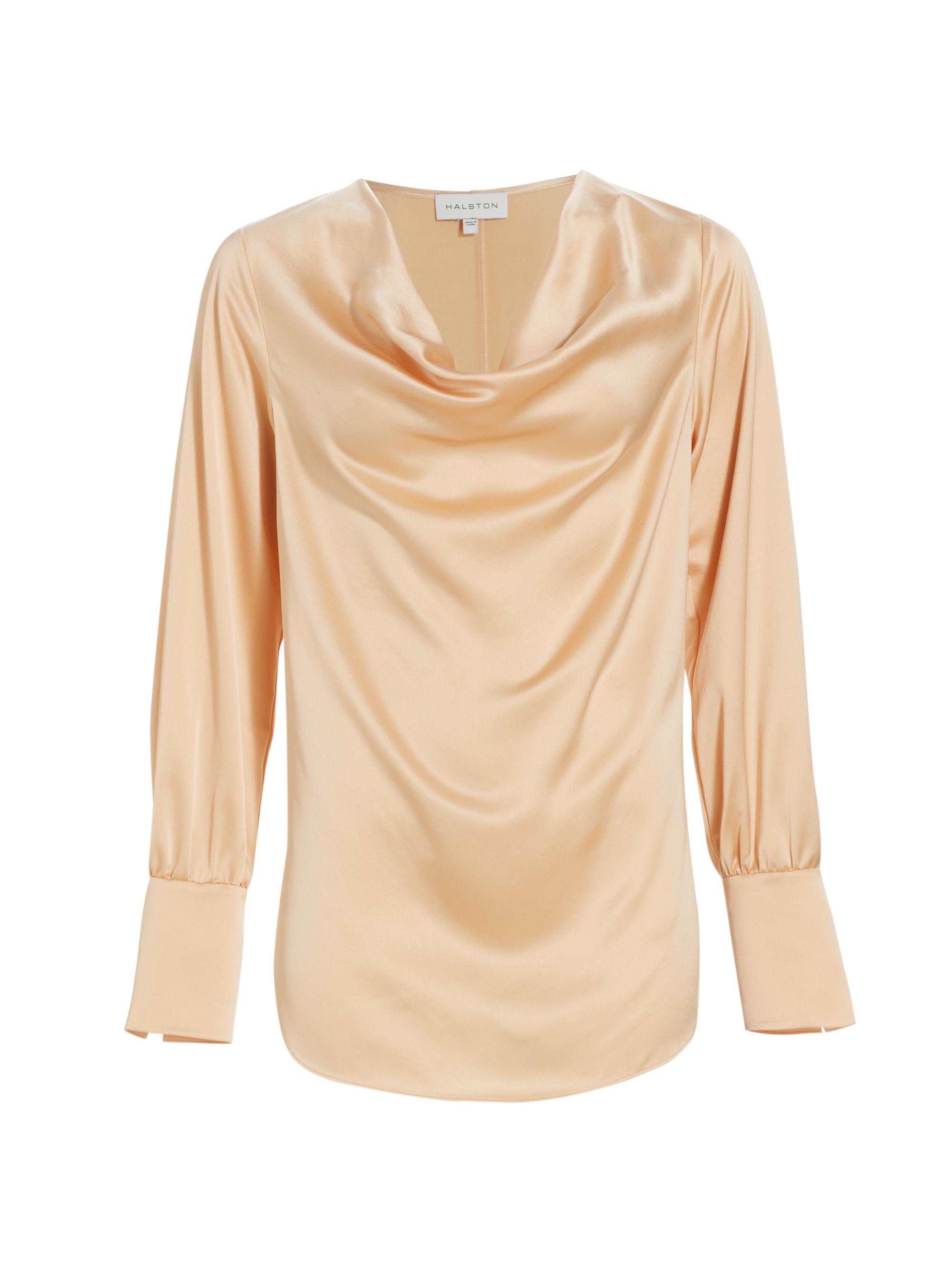 Halston Women's Luisa Charmeuse Cowl Top - Champagne