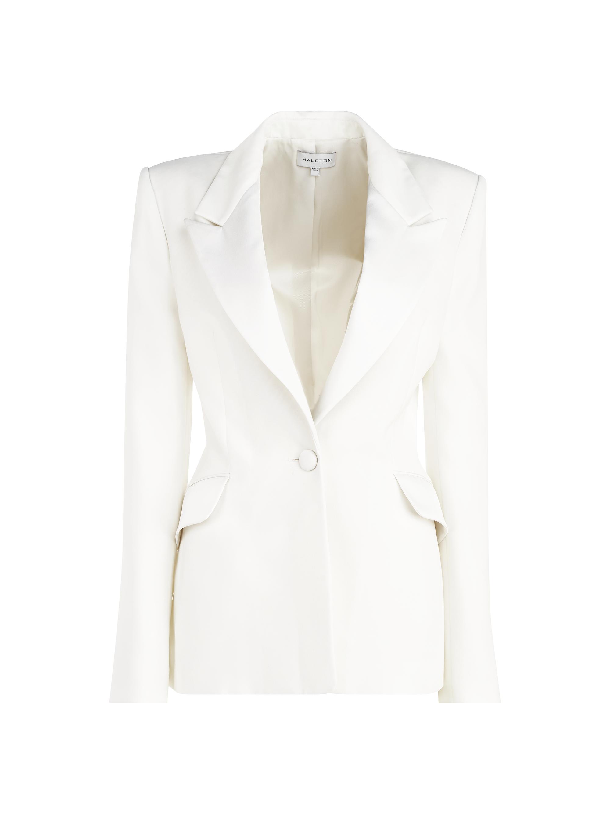 Halston Women's Ulyssa Crepe Tailored Blazer - Chalk