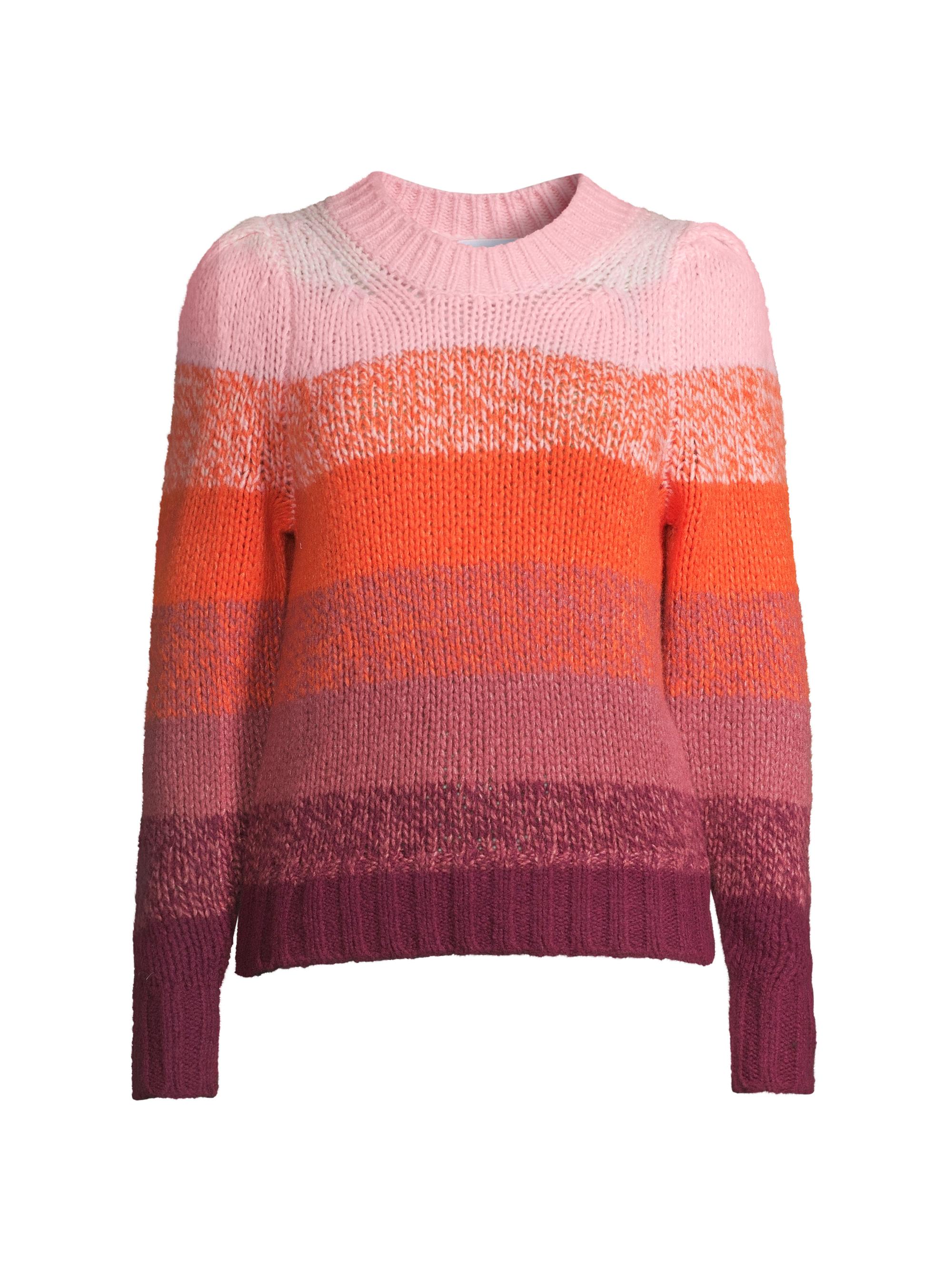 White + Warren Women's Ombré-Striped Crewneck Sweater - Pink Combo