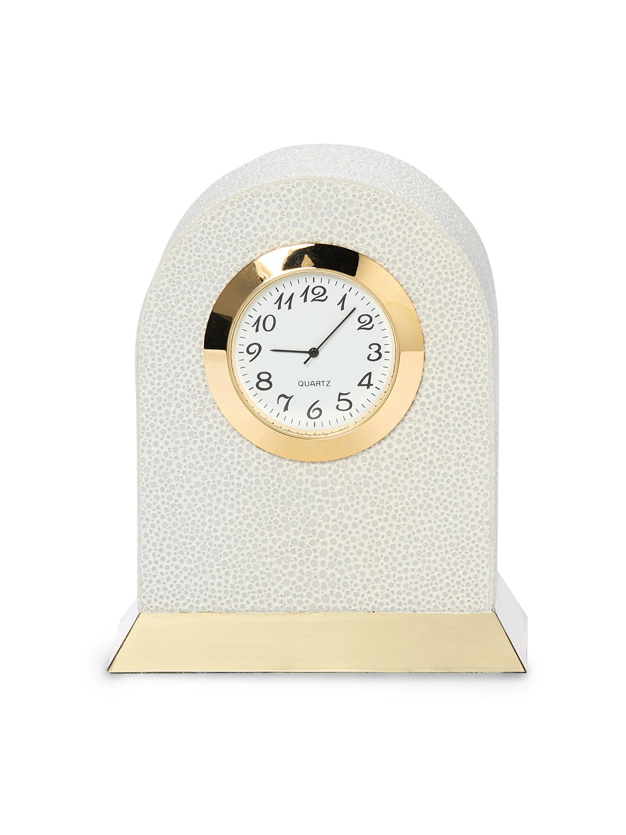 Pigeon & Poodle Fondi Blanc Faux Shagreen Clock - Blanc