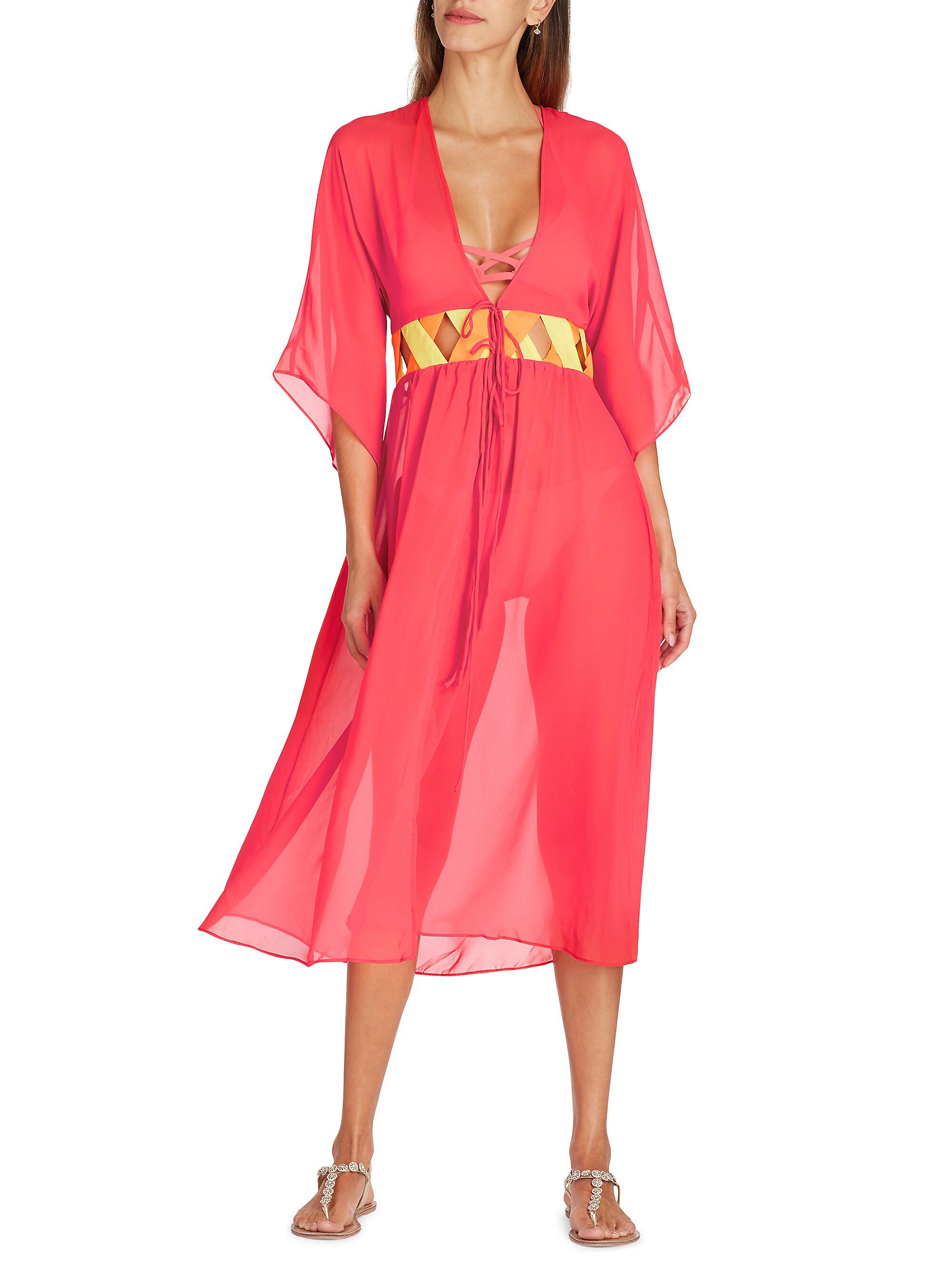 white christmas dresses Silk chiffon hot pink cover-up beach dress – OREYA