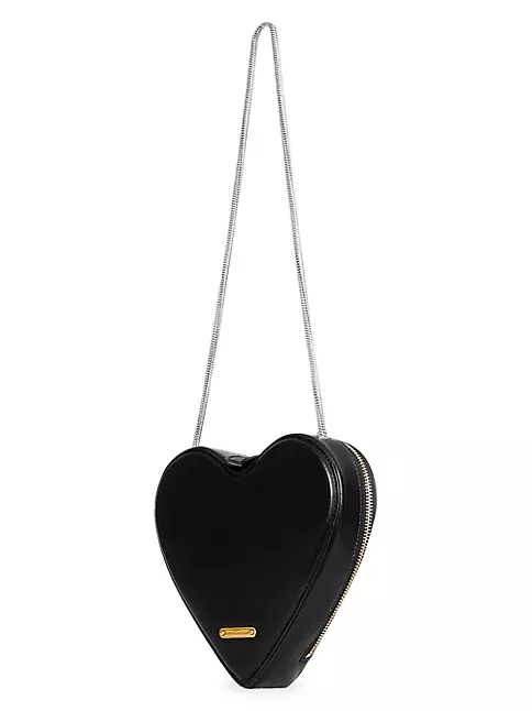 Leather Heart Shaped Bag, Black