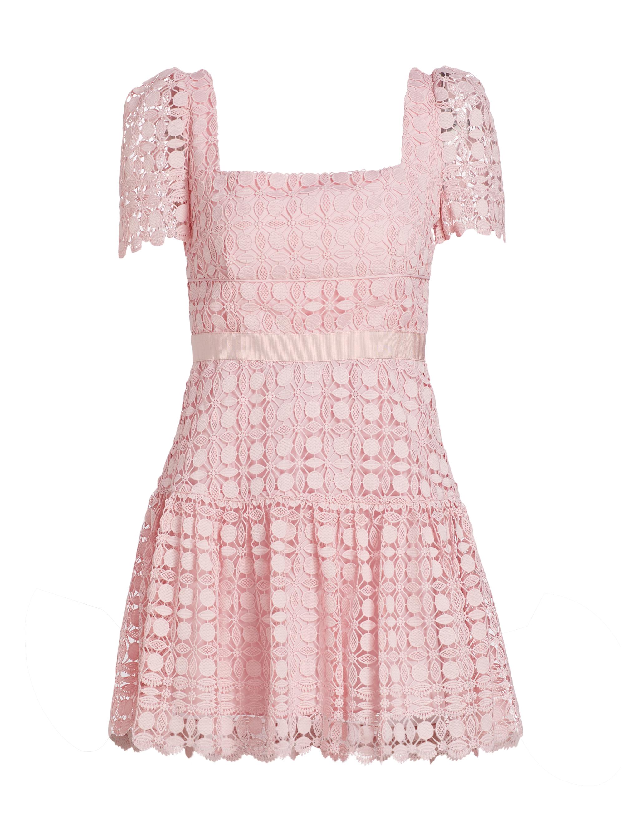 Self-Portrait Short-Sleeve Tiered Lace Minidress | Saks Fifth Avenue