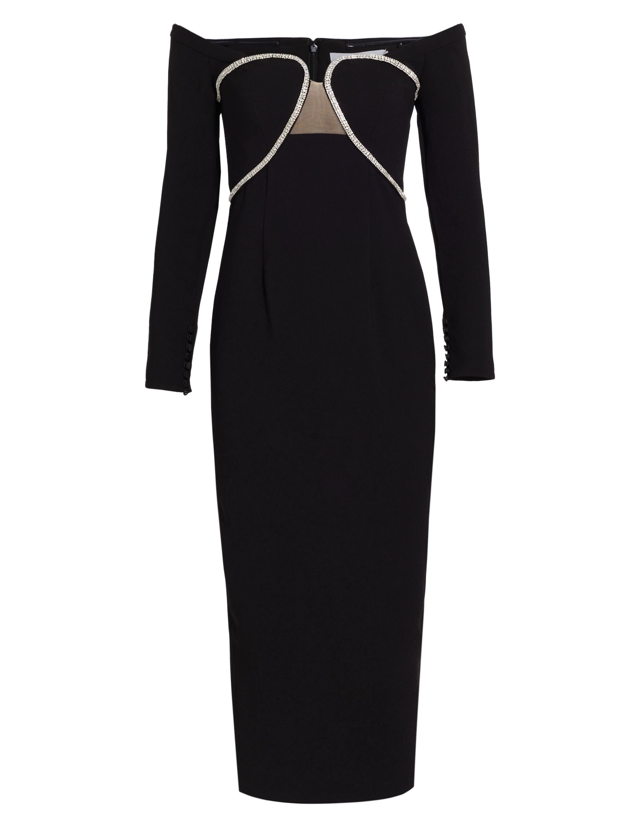 Self-Portrait Embellished Molded Midi-Dress | Saks Fifth Avenue