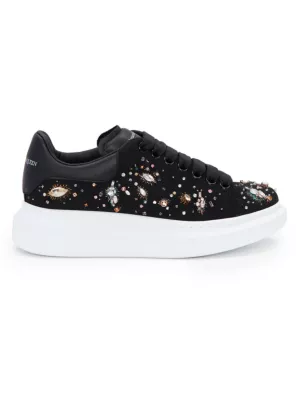 Alexander McQueen crystal-embellished leather sneakers - White