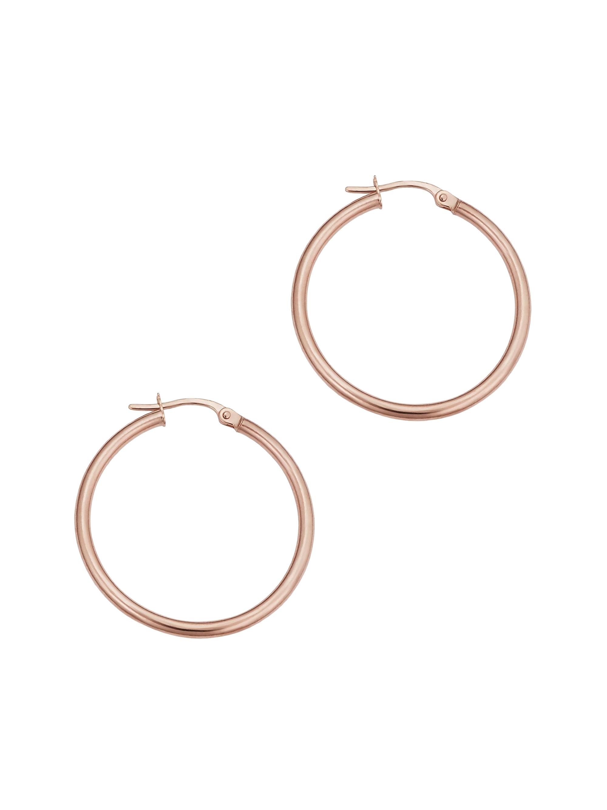 Oradina Women's 14K Rose Solid Gold Everything Hoops - Rose Gold