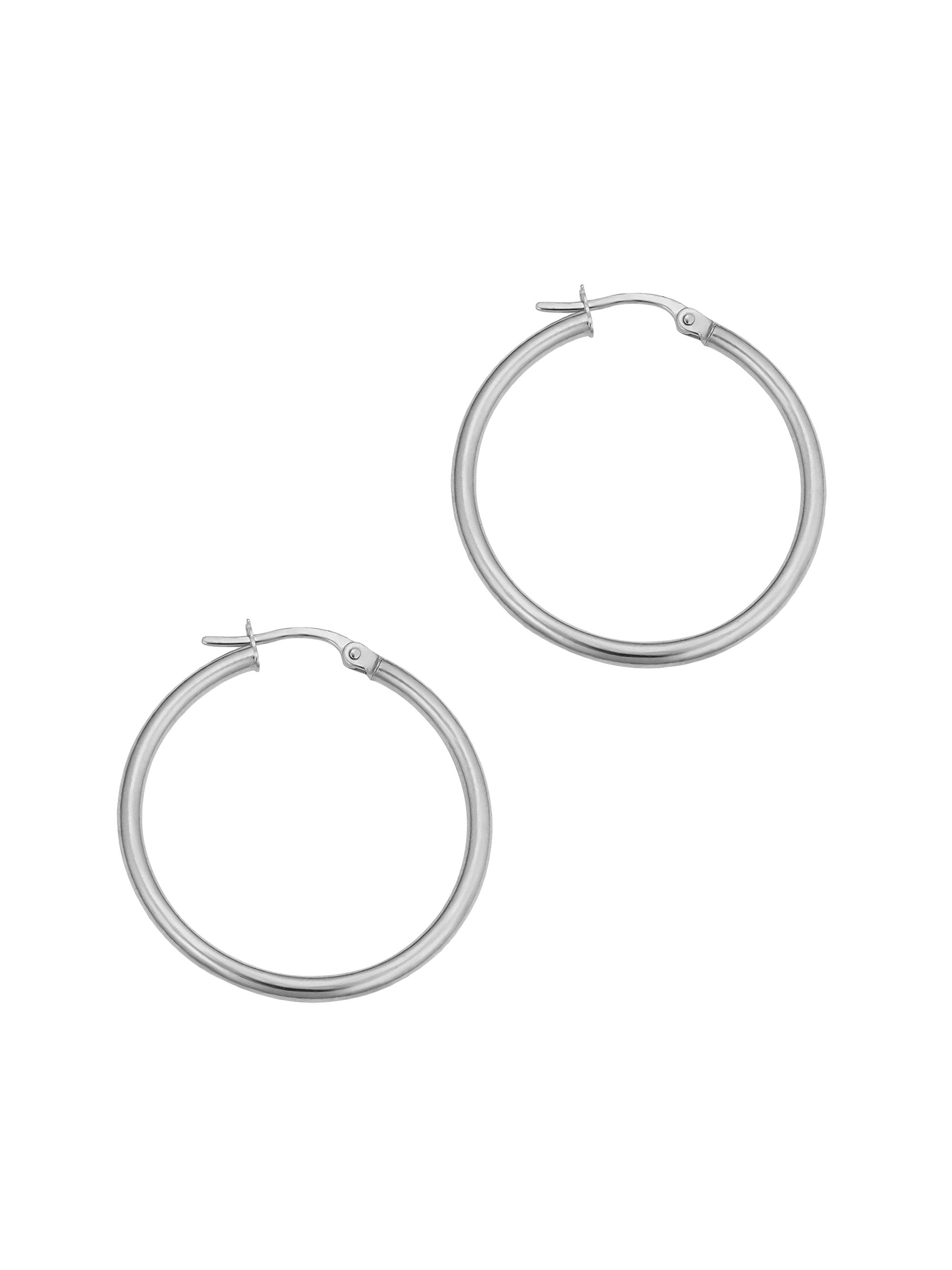Oradina Women's 14K White Solid Gold Everything Hoops - White Gold