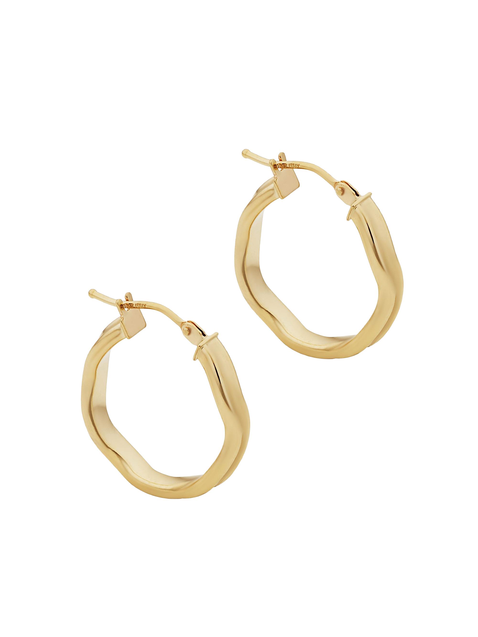 Oradina Women's 14K Yellow Solid Gold Wavemaker Hoops - Yellow Gold