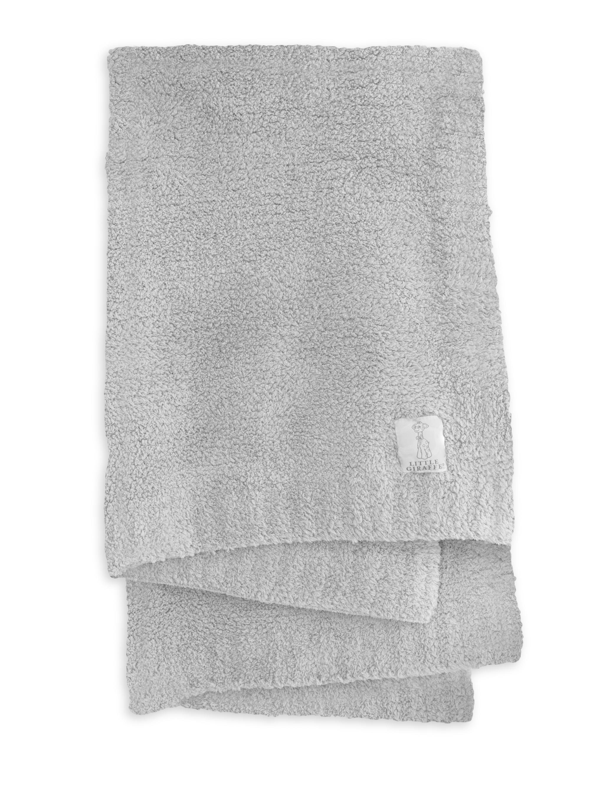 Little Giraffe Plush Chenille Knit Blanket - Silver