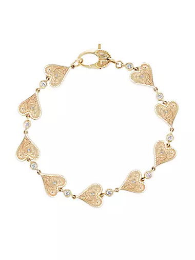 Southwestern 14K Gold & Diamond Heart Bracelet