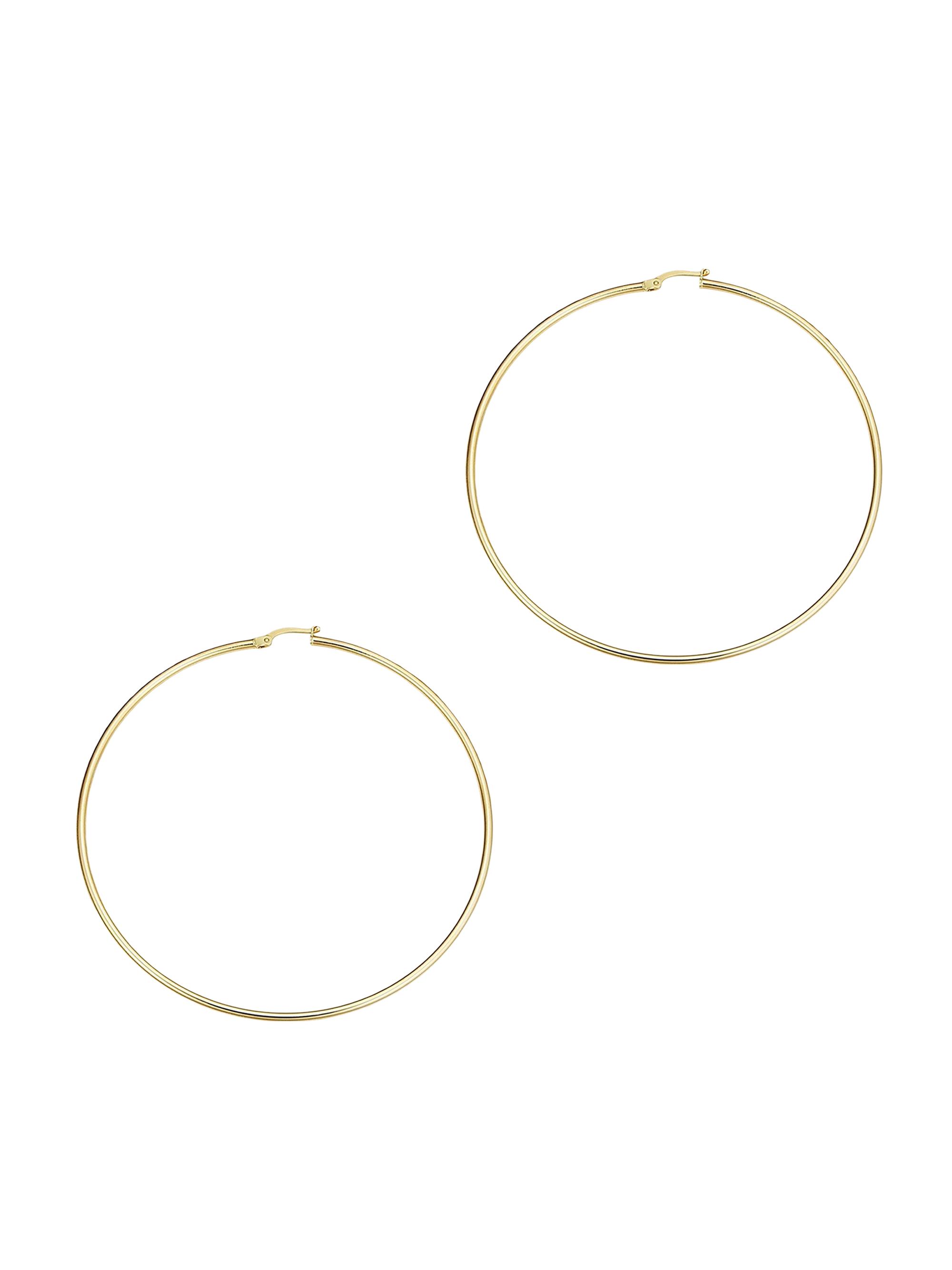Oradina Women's 14K Yellow Solid Gold Everything Oversized Hoops - Yellow Gold