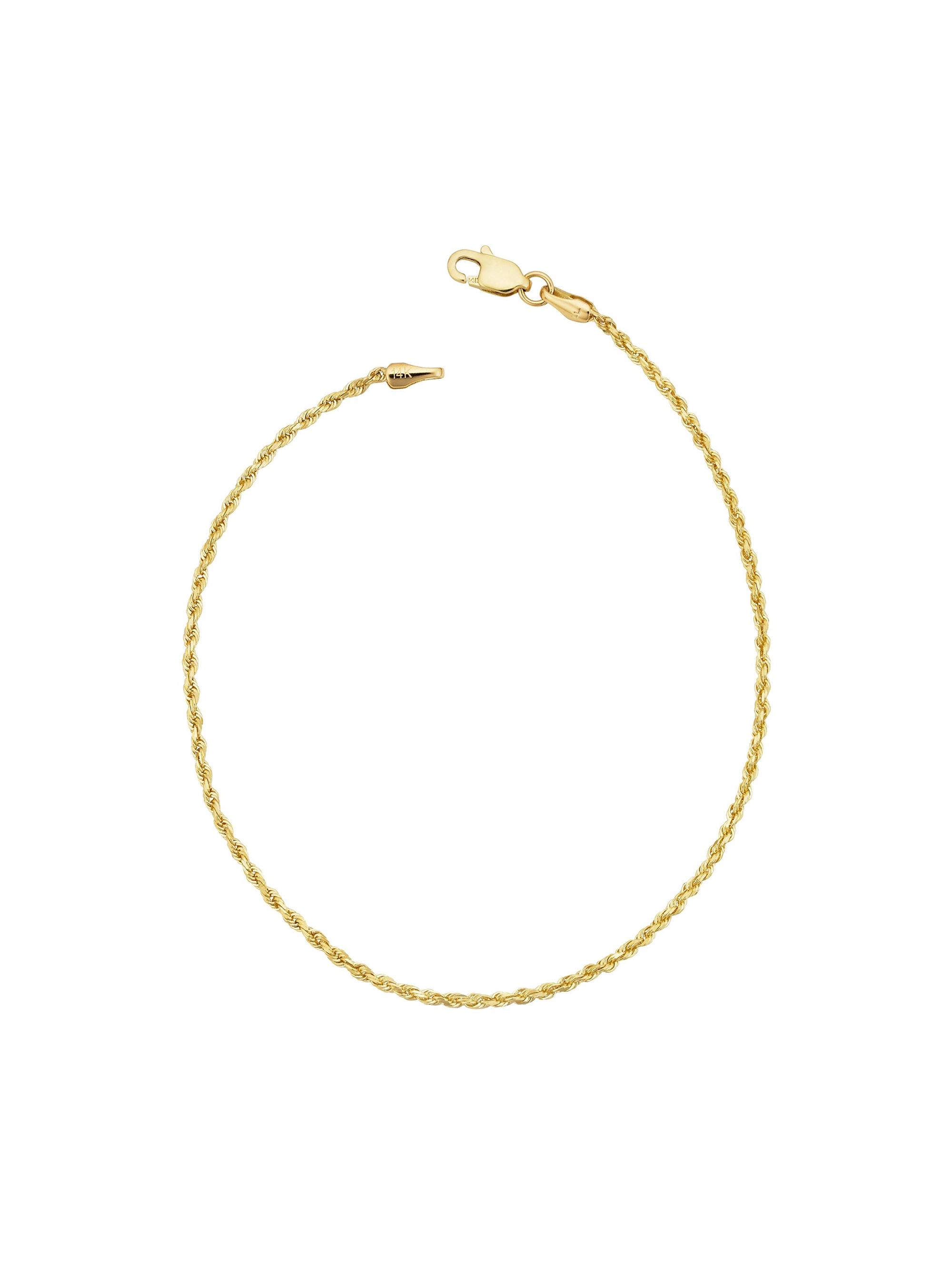 Oradina Women's 14K Yellow Solid Gold Roman Rope Anklet - Yellow Gold