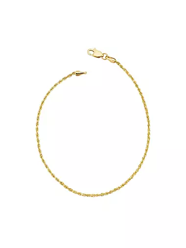 14K Yellow Solid Gold Roman Rope Anklet