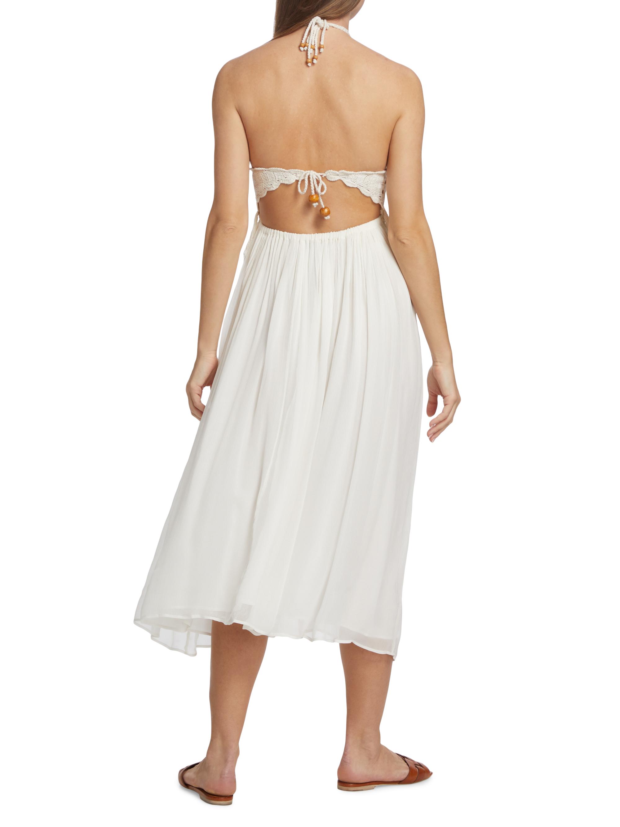 Calypso St. Barth Crochet Halter Crochet & Chiffon Maxi Dress | Saks Fifth  Avenue