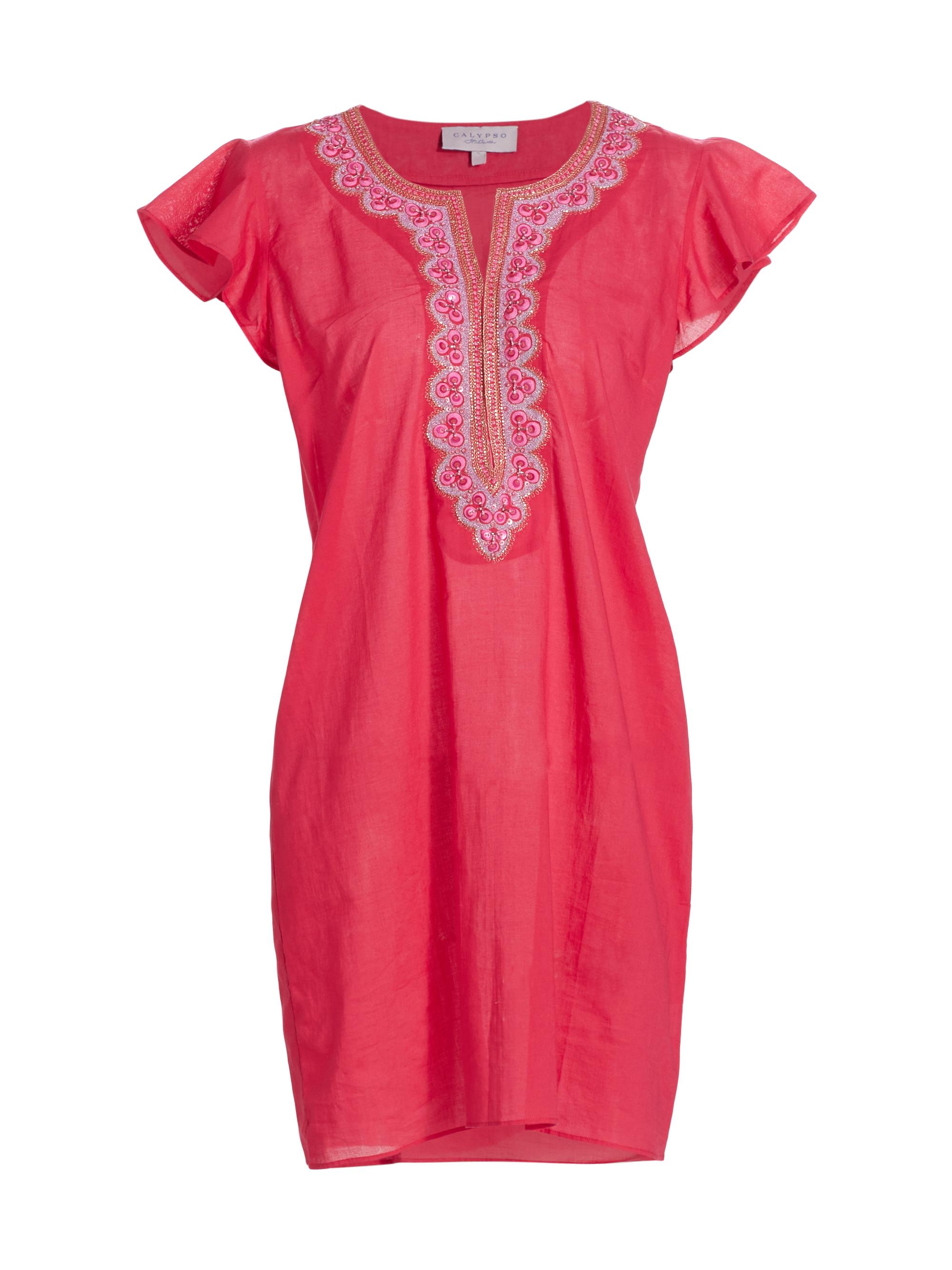 Calypso St. Barth Women's Embroidered Tunic Dress - Pink