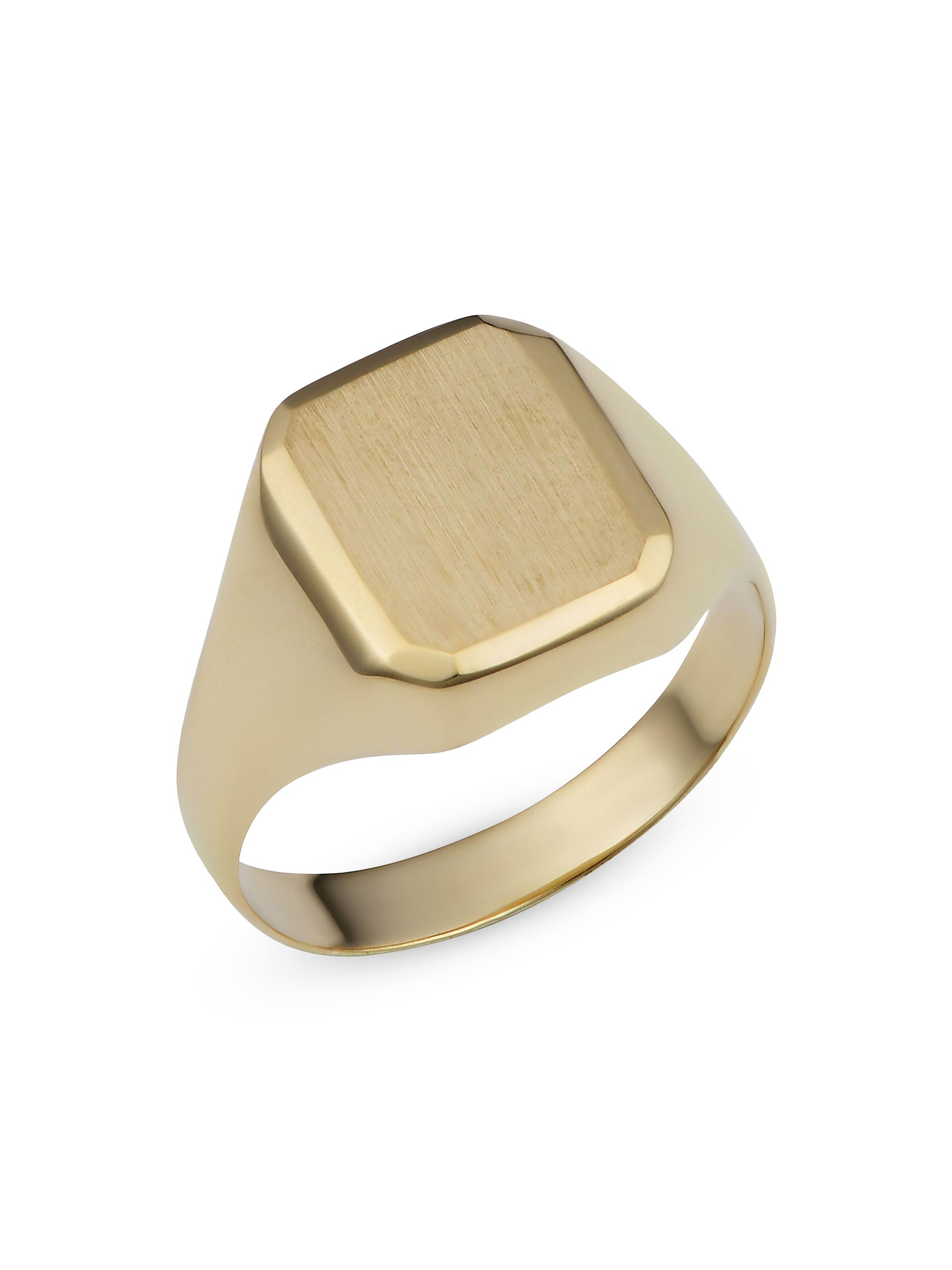 Oradina Men's 14K Yellow Solid Gold The Duke Signet Ring - Yellow Gold