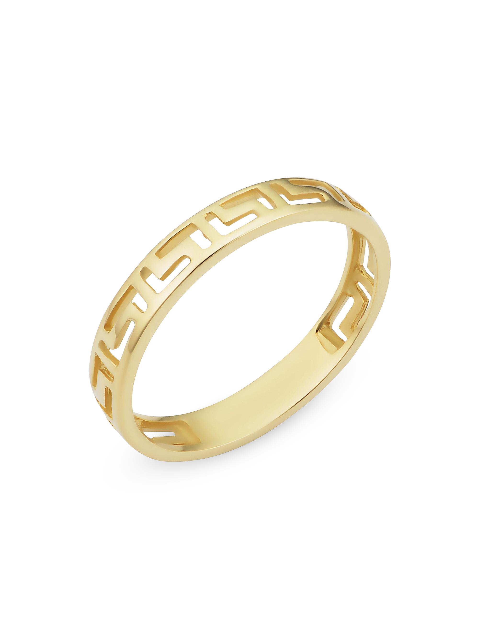 Oradina Women's 14K Yellow Solid Gold Greek Key Band Ring - Yellow Gold