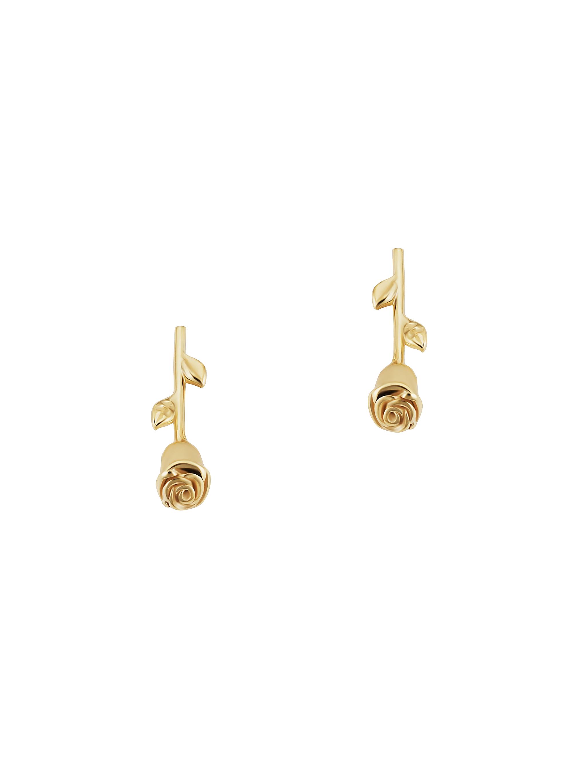 Oradina Women's 14K Yellow Solid Gold Kiss From A Rose Studs - Yellow Gold