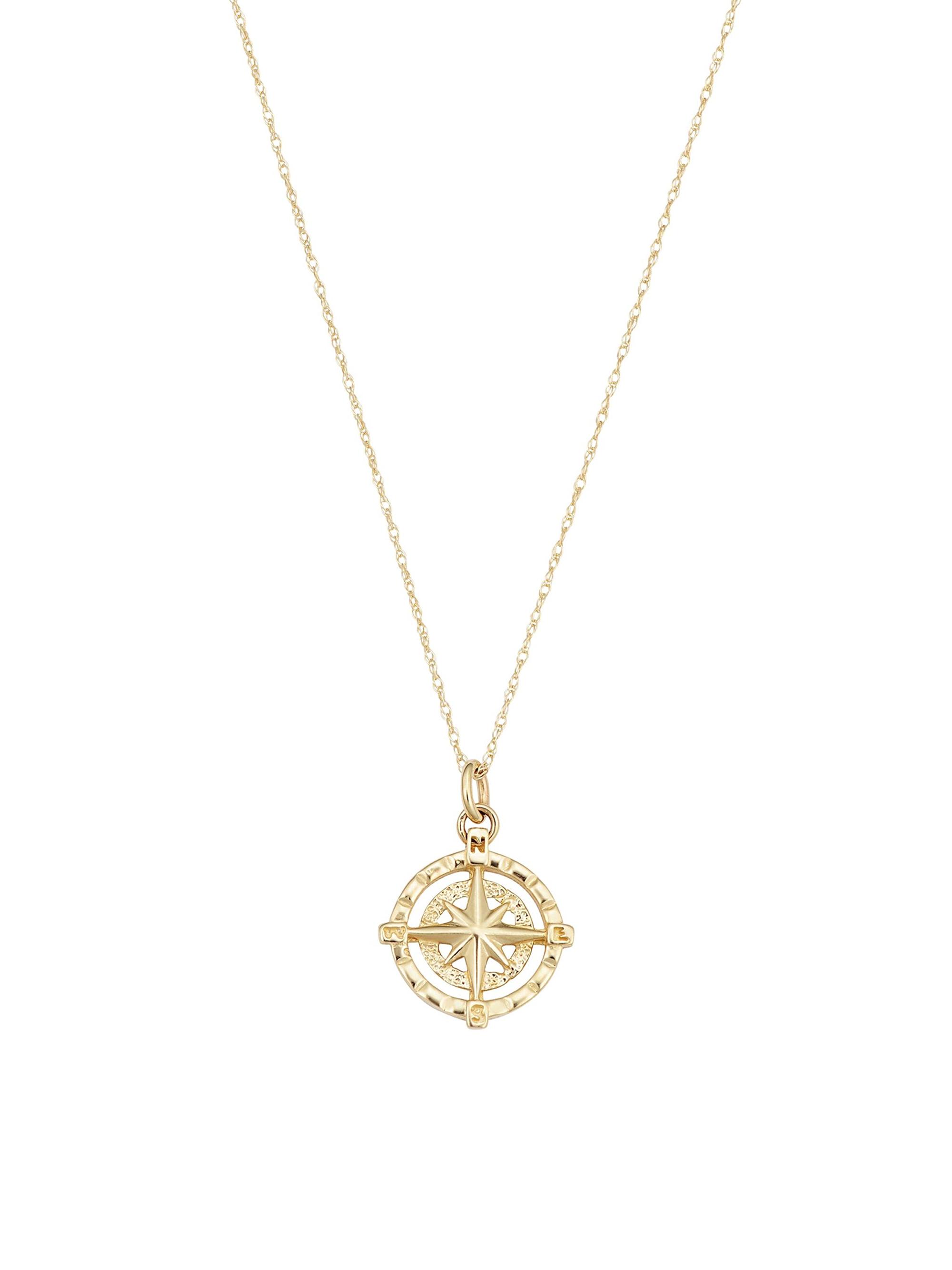 Oradina Women's Compass Pendant Necklace - Yellow Gold