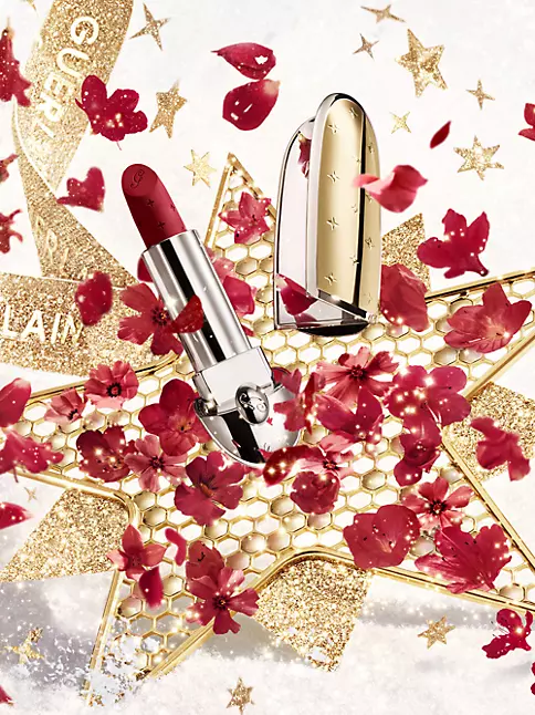 Guerlain Rouge G Gold Wish Holiday Collection Lipstick Case Gold Sequins