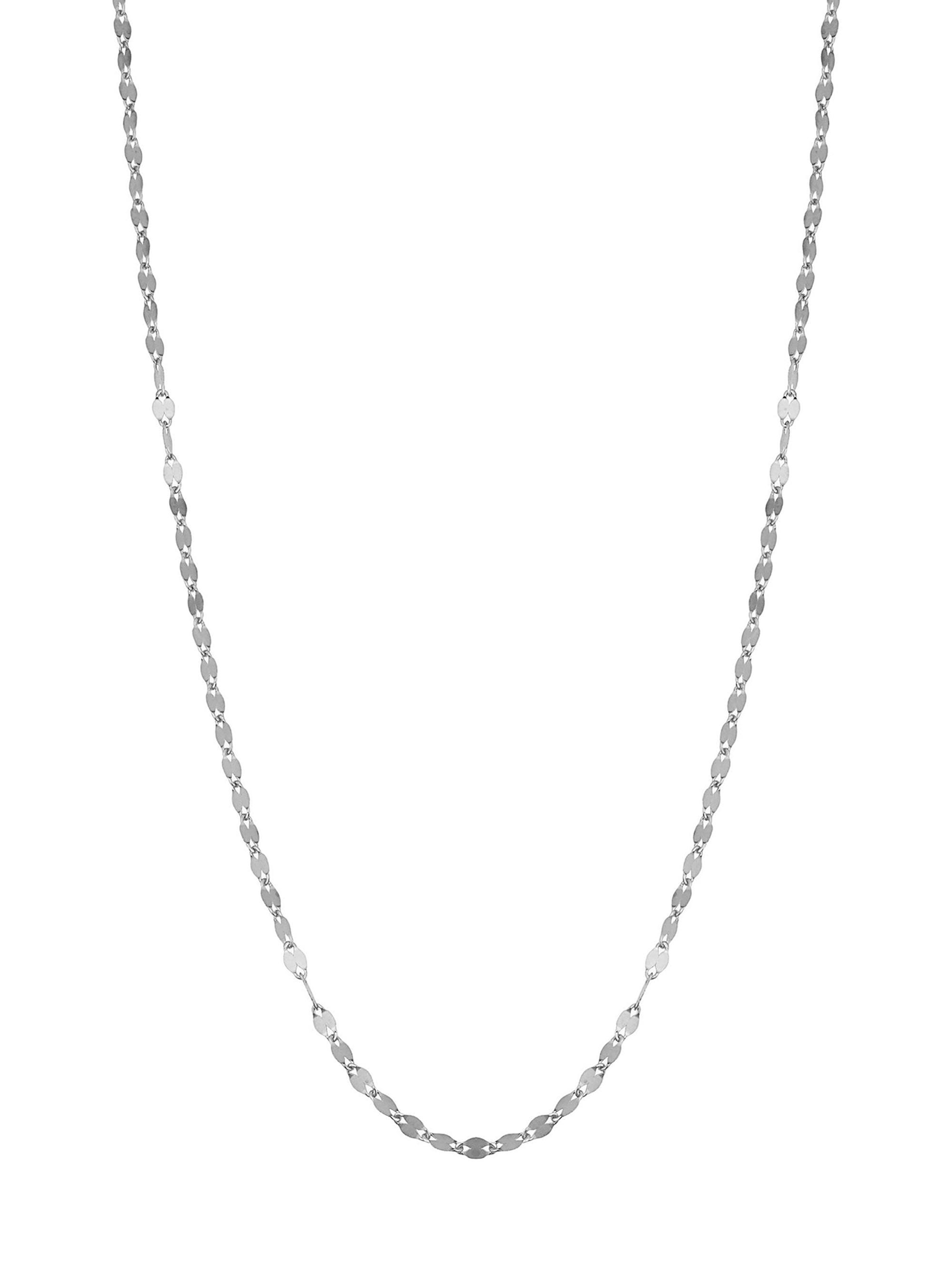 Oradina Women's 14K White Solid Gold Cabaret Chain Necklace - White Gold
