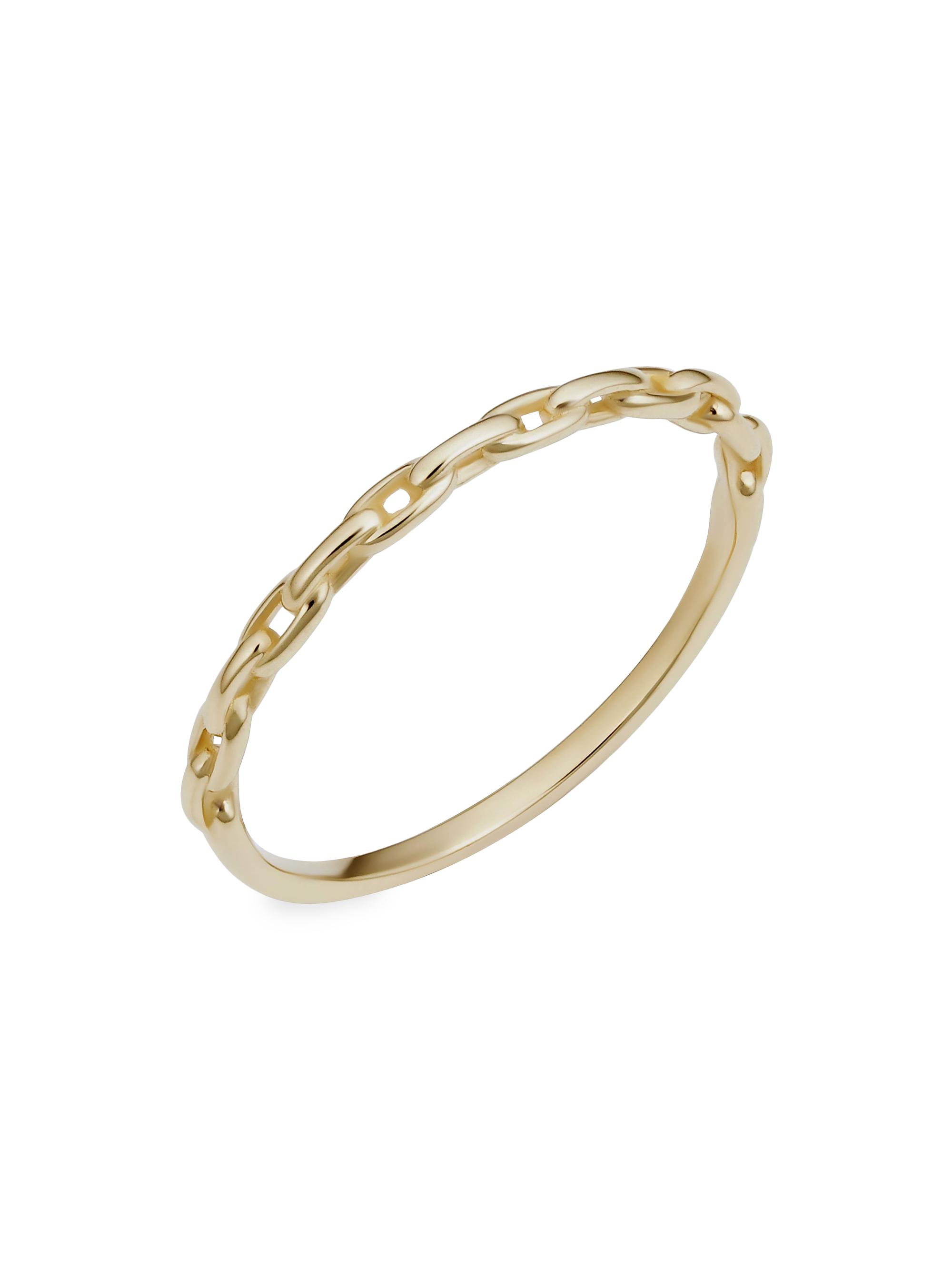 Oradina Women's 14K Yellow Solid Gold Venice Link Ring - Yellow Gold