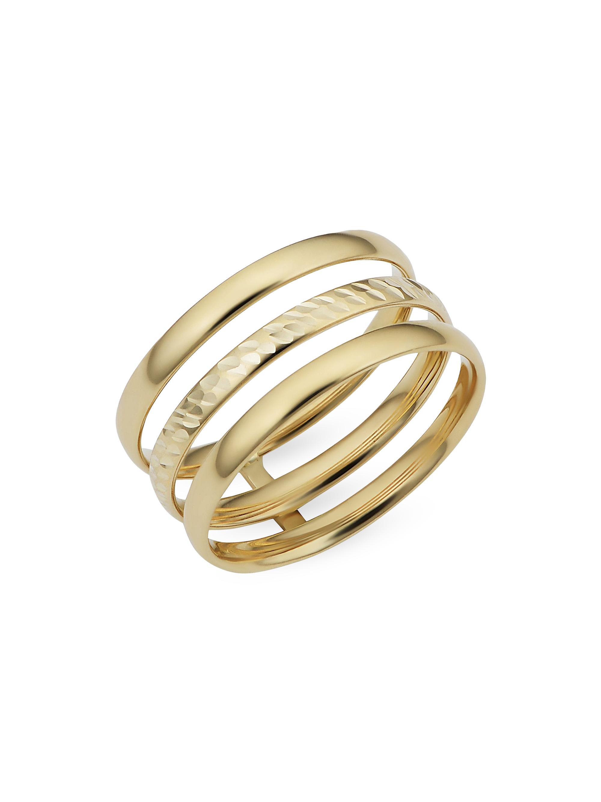 Oradina Women's 14K Yellow Solid Gold Triple Threat Ring - Yellow Gold
