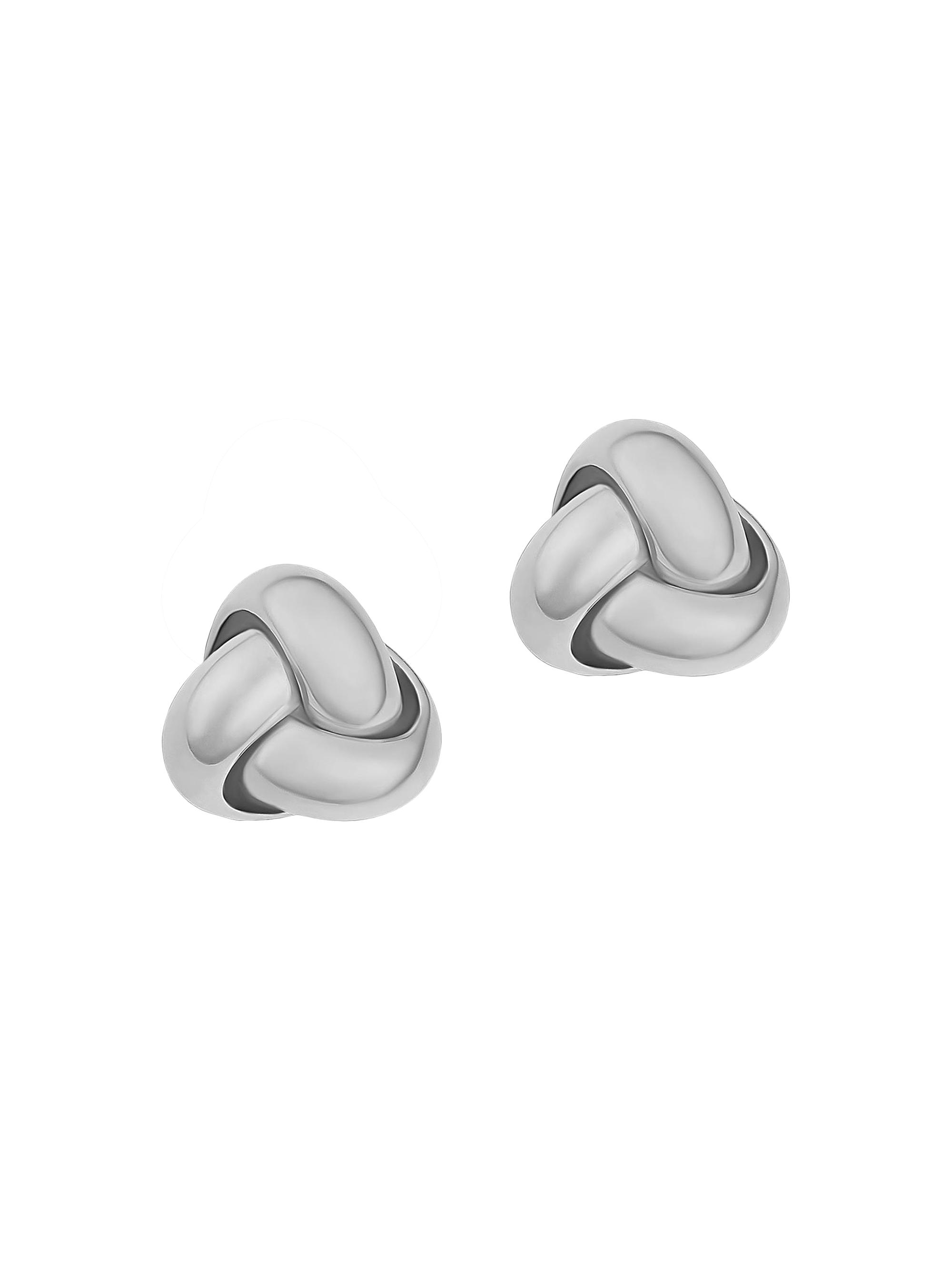 Oradina Women's 14K White Solid Gold Forget Me Knot Studs - White Gold