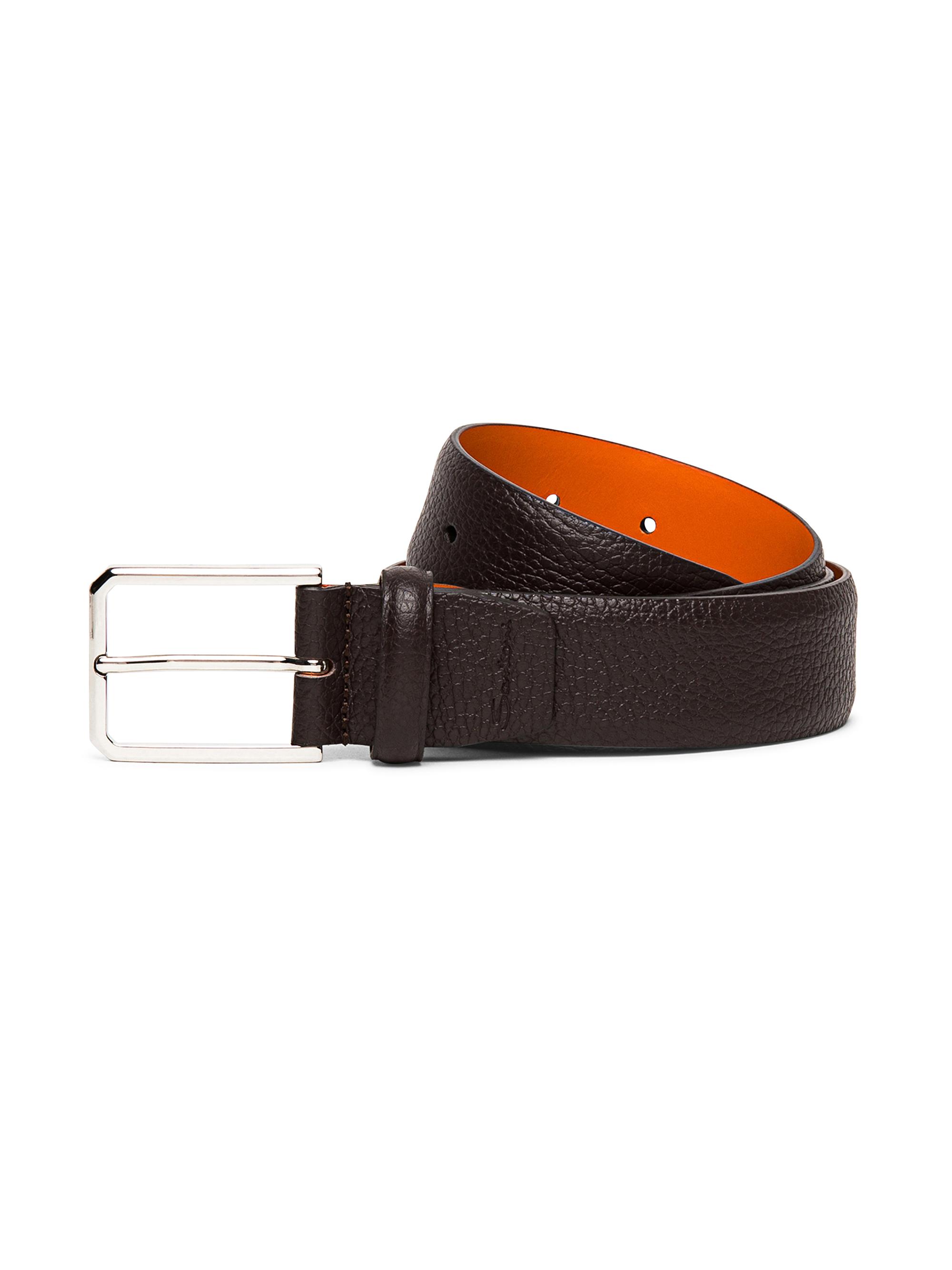 Santoni Men's Adjustable Leather Belt - Dark Brown