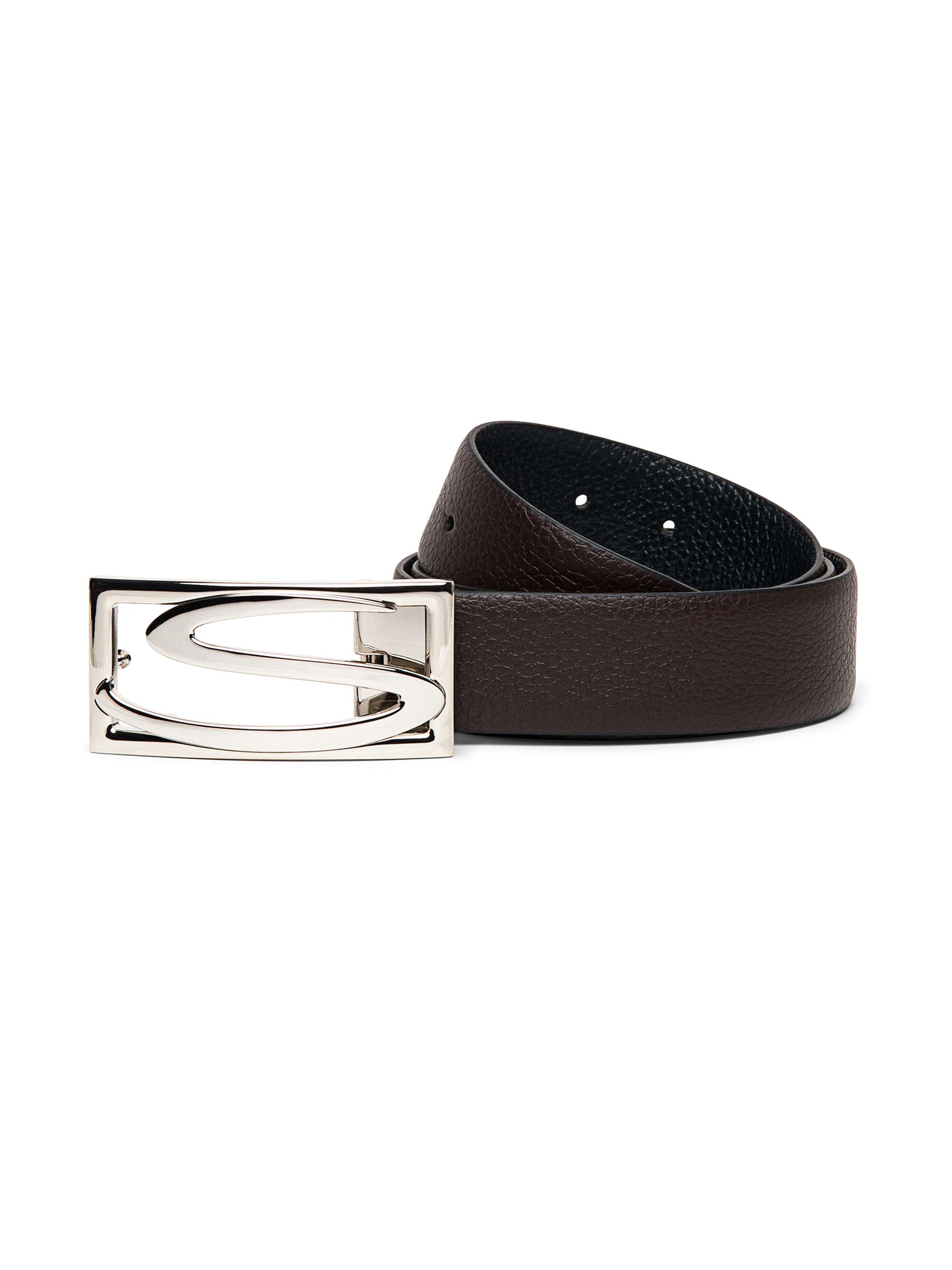 Santoni Men's Reversible Leather Belt - Black