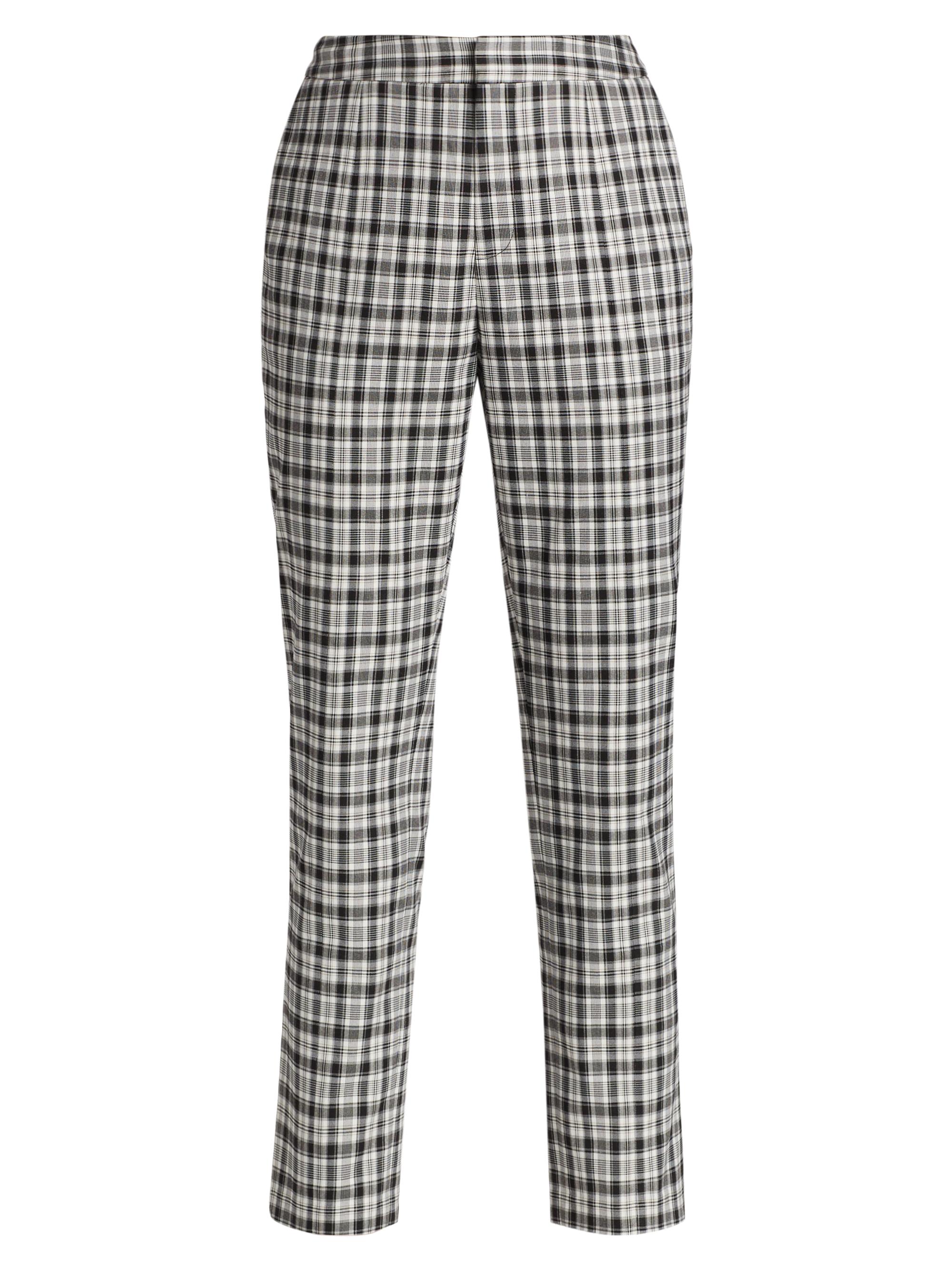 Elie Tahari Women's Plaid Straight-Leg Crop Trousers - Black And White Plaid