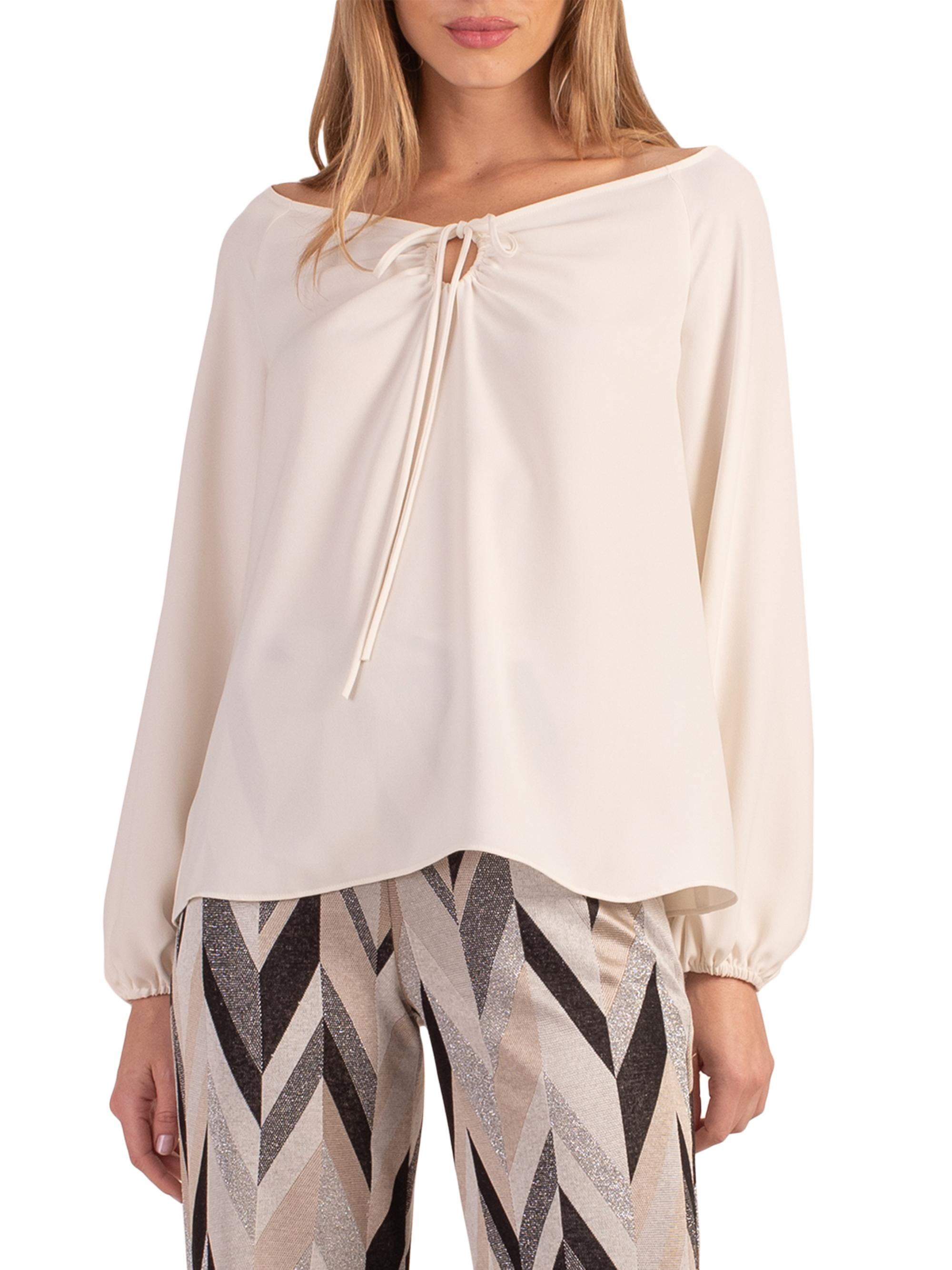 Trina Turk Women's Hydra Self-Tie Boatneck Blouse - Winter White