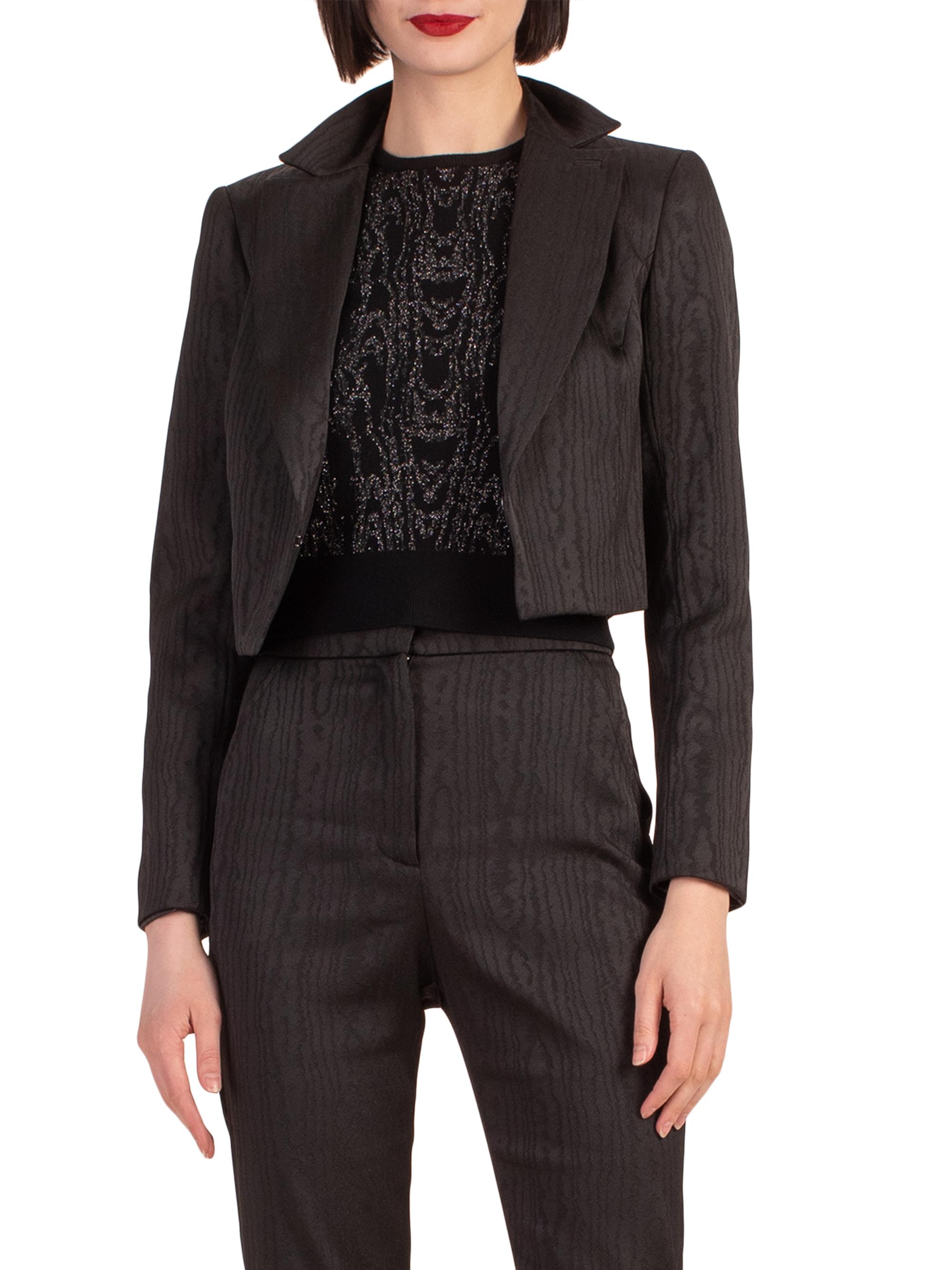 Trina Turk Women's Petra Wood-Print Cropped Blazer - Black