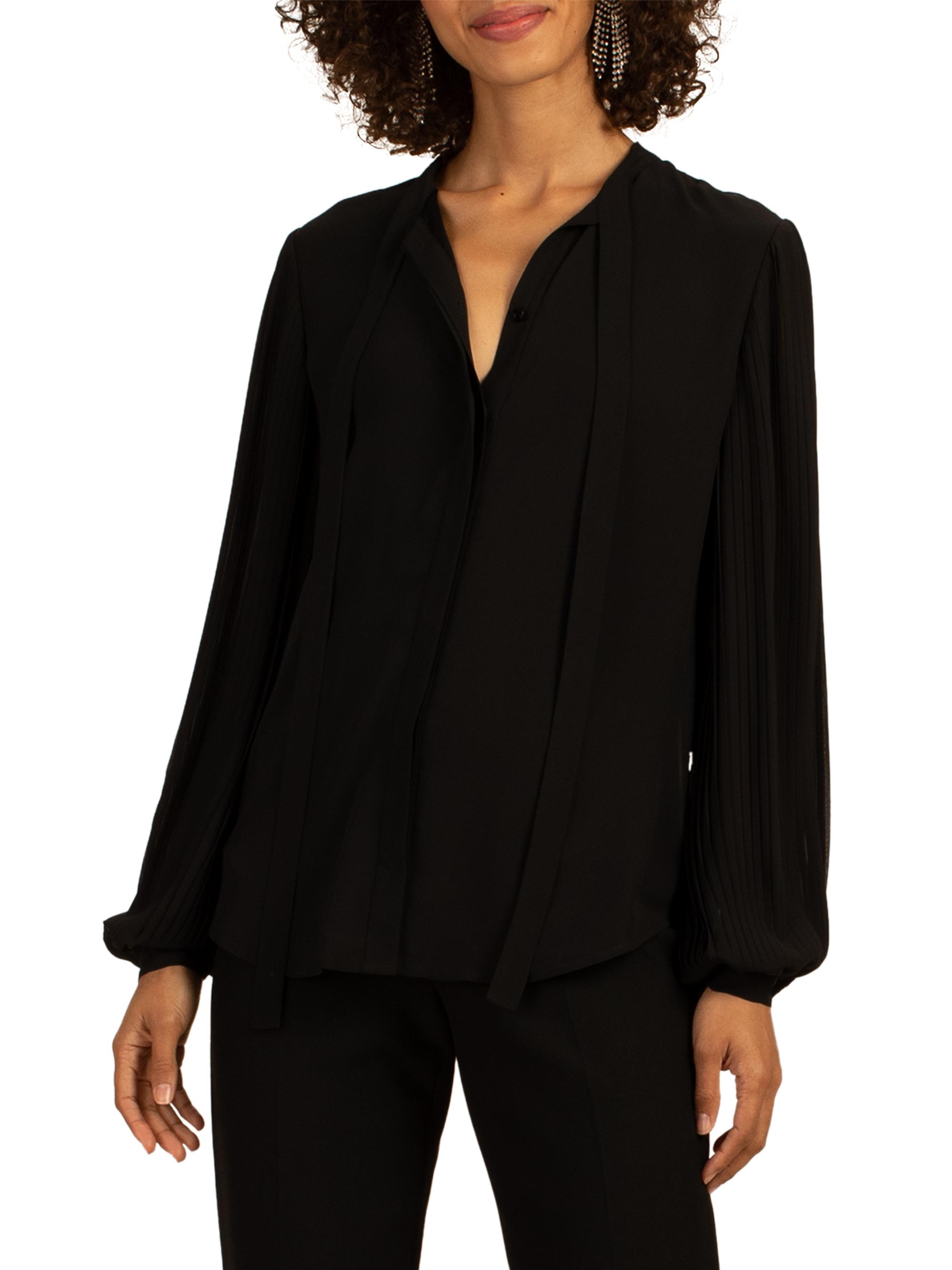 Trina Turk Women's Ethereal Pleated Self-Tie Top - Black