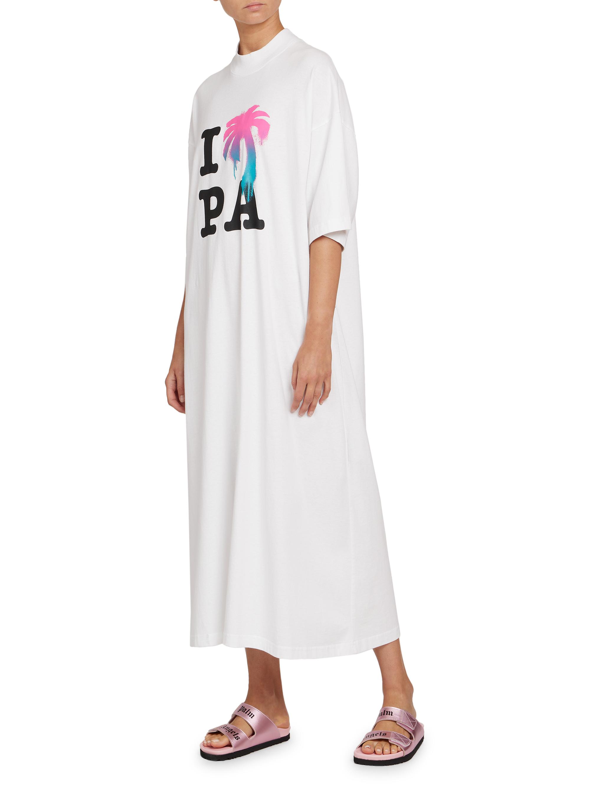 palm angels shirt dress Palm Angels Classic Overlogo Tee Dress Kids Black White