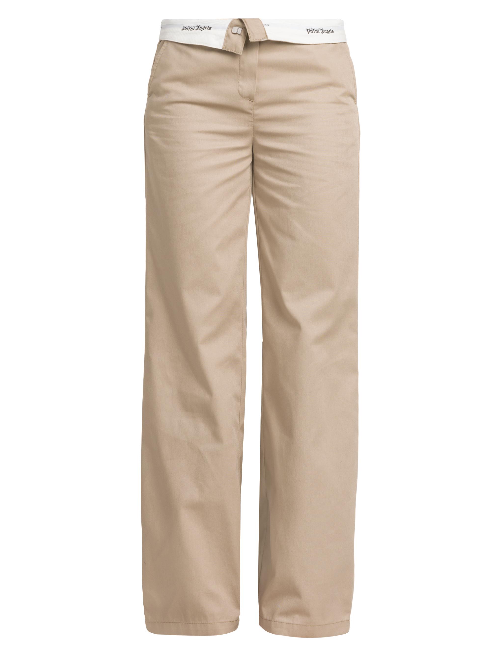 Palm Angels Women's Reversed Waistband Chino Pants - Beige White