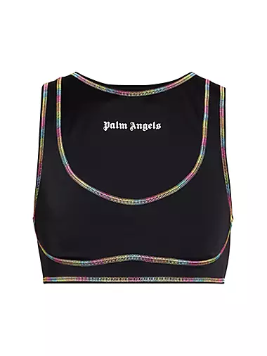 Palm Angels Logo Cotton-blend Bra in Black