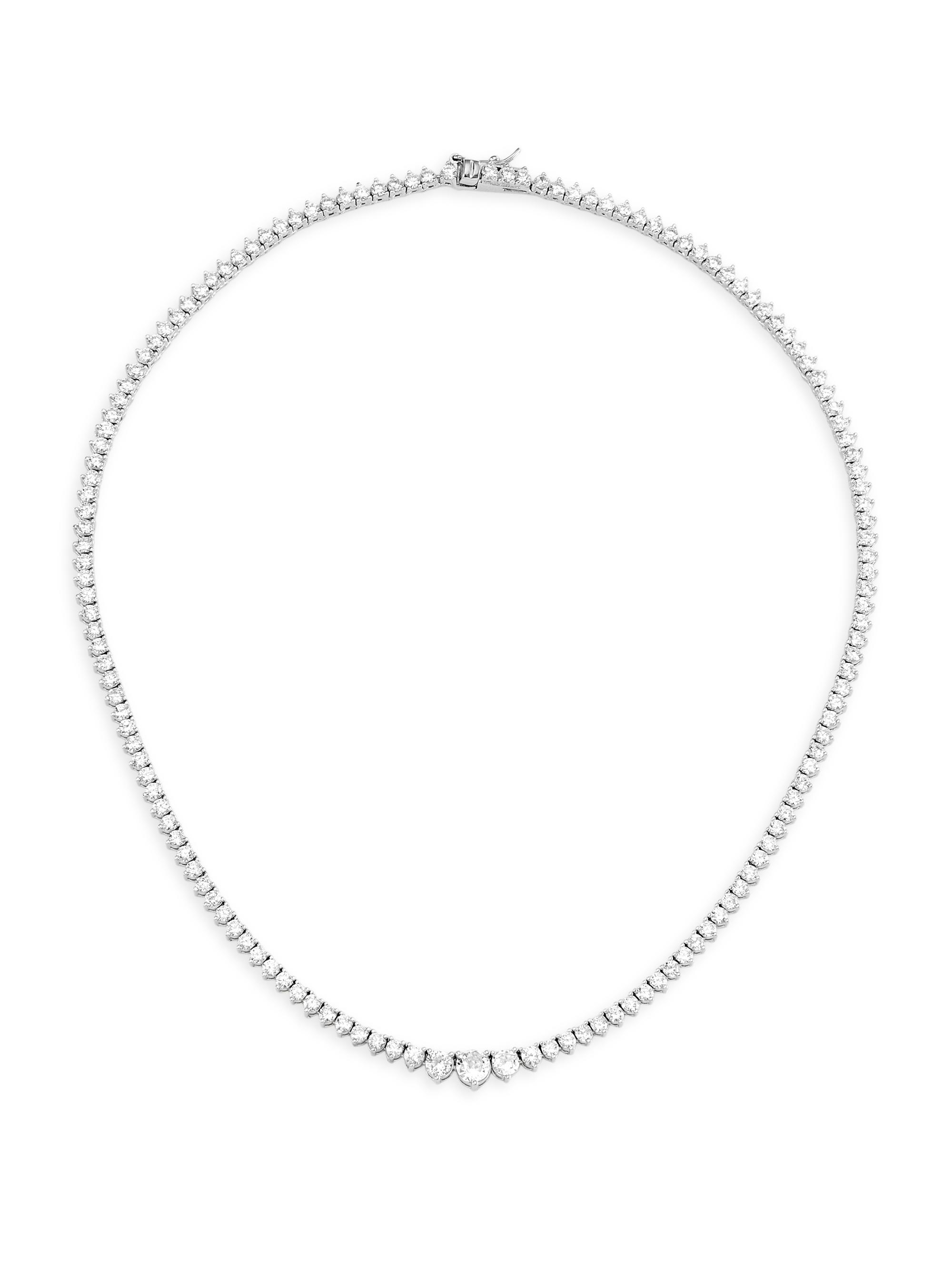 Shashi Women's 18K-White-Gold-Plated & Cubic Zirconia Graduated Tennis Necklace - Silver