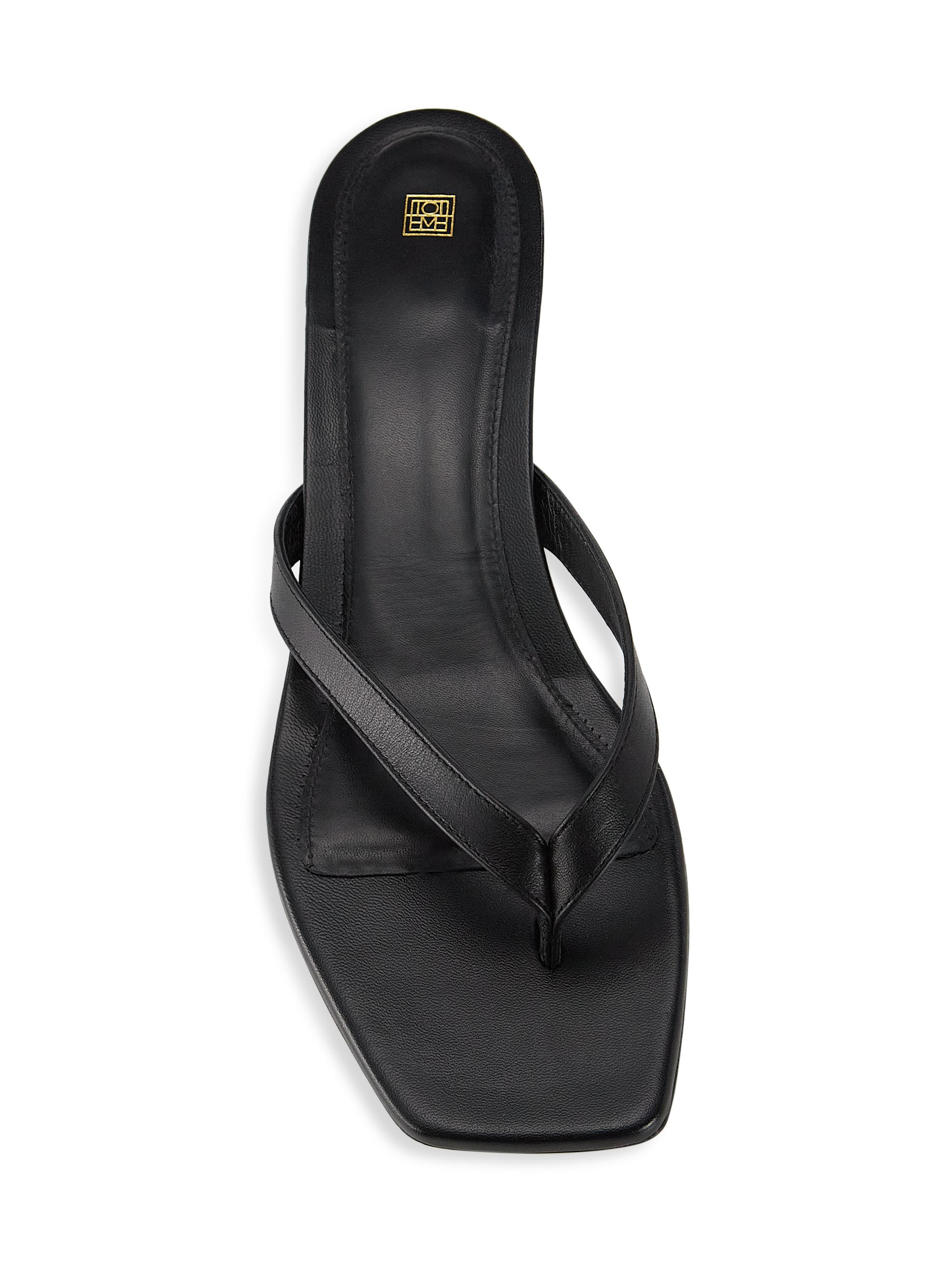 Toteme Leather Flip-Flop Kitten-Heel Sandals | Saks Fifth Avenue