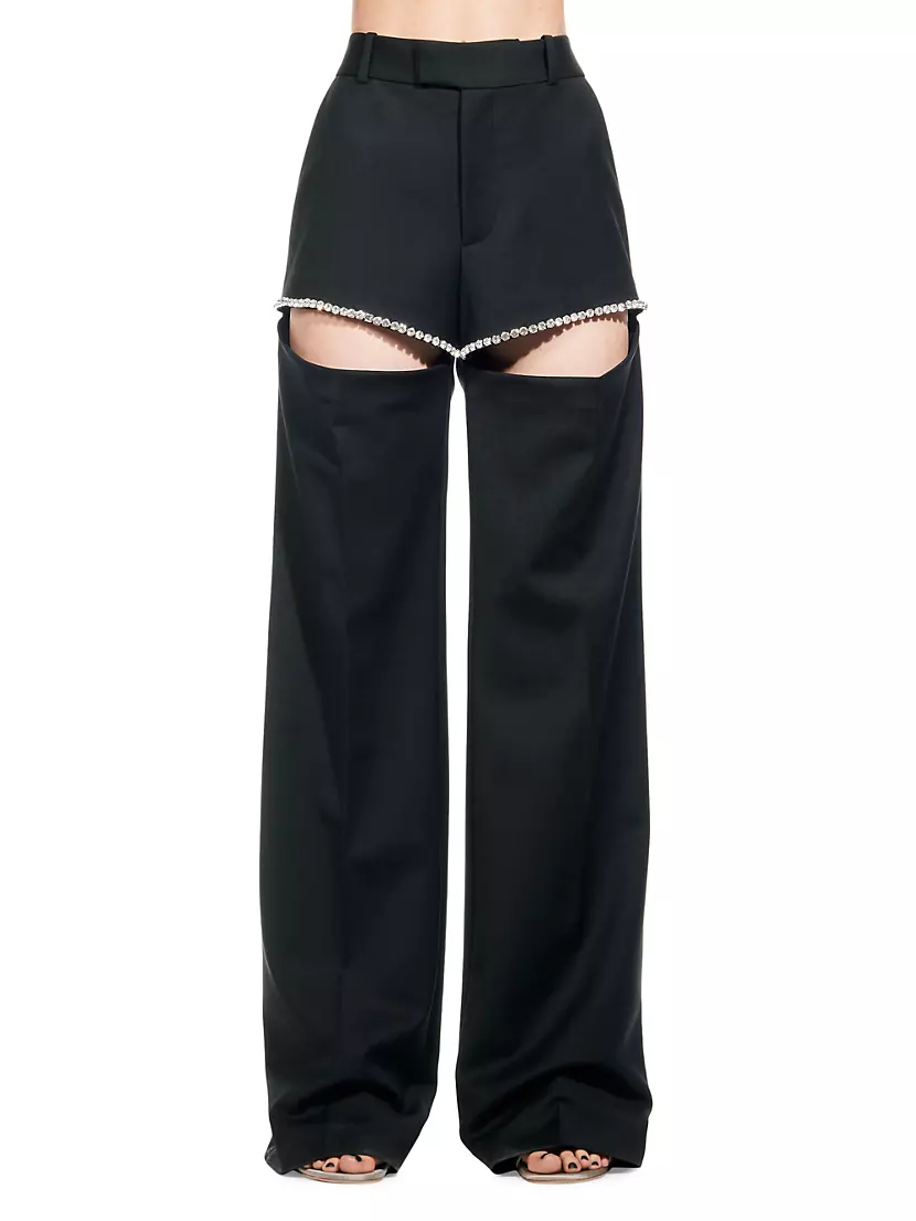 Shop Area Crystal Slit Trousers | Saks Fifth Avenue