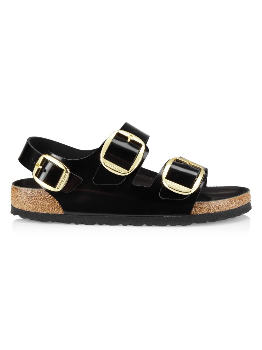 サンダル・ミュール Birkenstock Milano Big Buckle Patent Leather Sandals Milano Big Buckle Natural Leather Patent High Shine Digital
