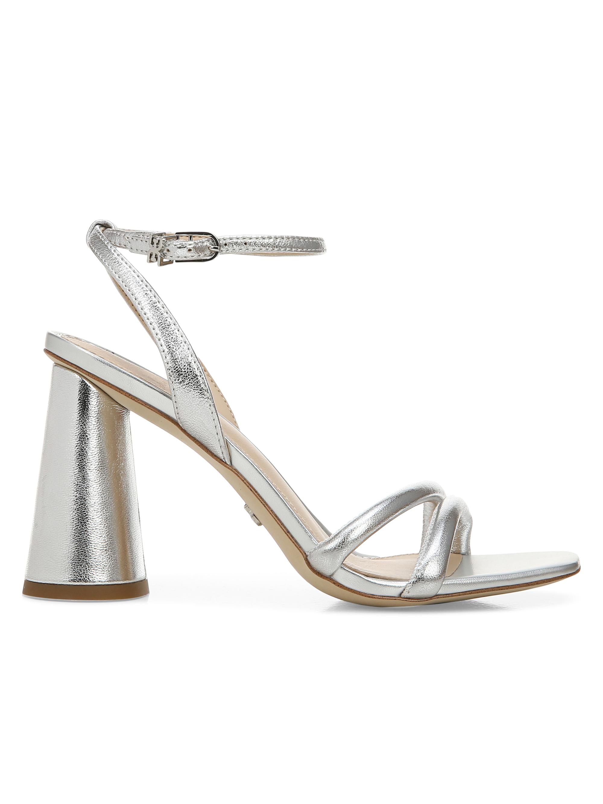 Sam Edelman Women's Kia Leather Strappy Heels - Soft Silver